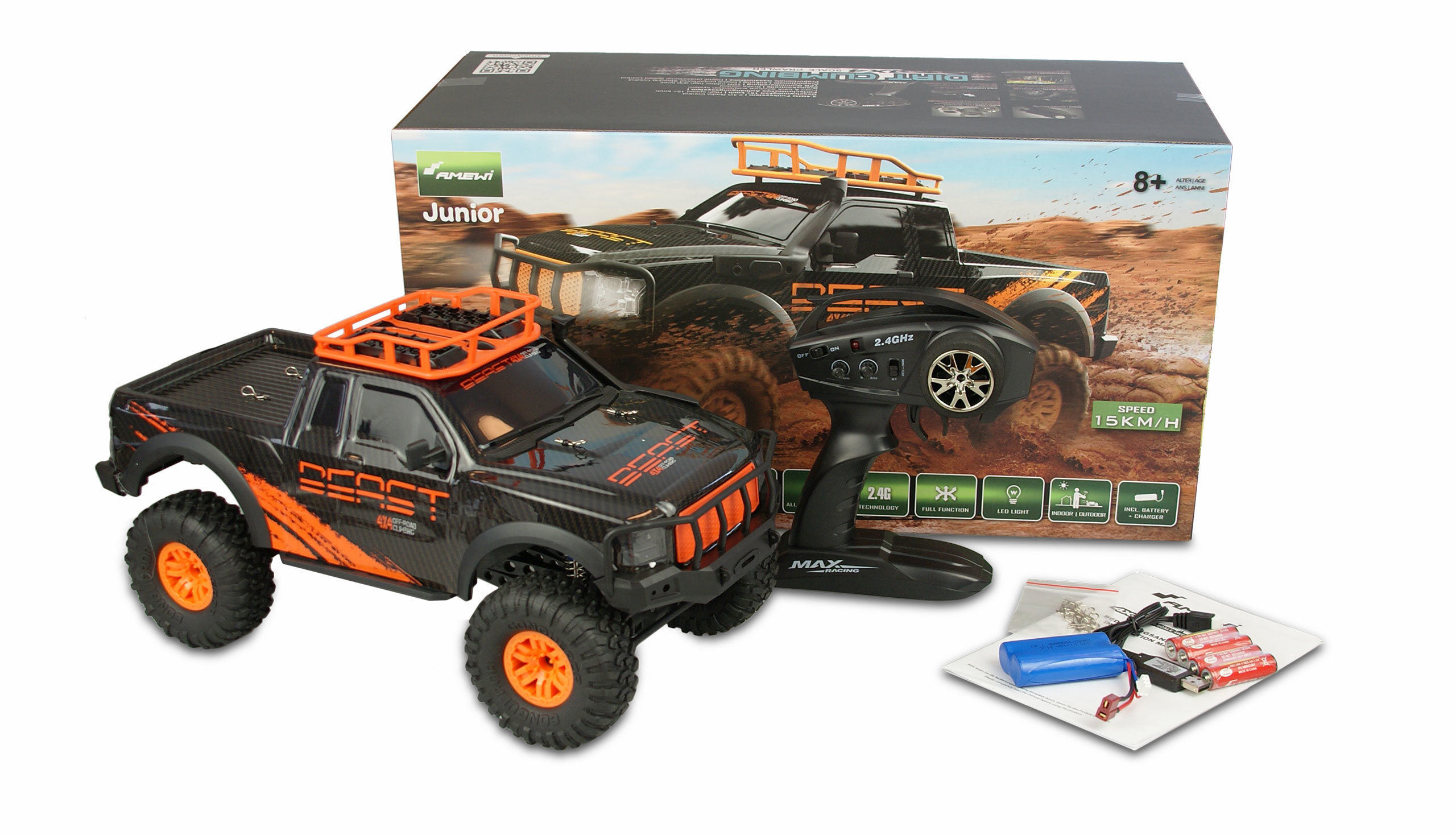 Amewi Dirt Climbing Beast - Raupenfahrzeug - 1:10 - 8 Jahr(e) - 1500 mAh - 2,06 kg - Orange, Ansicht 2