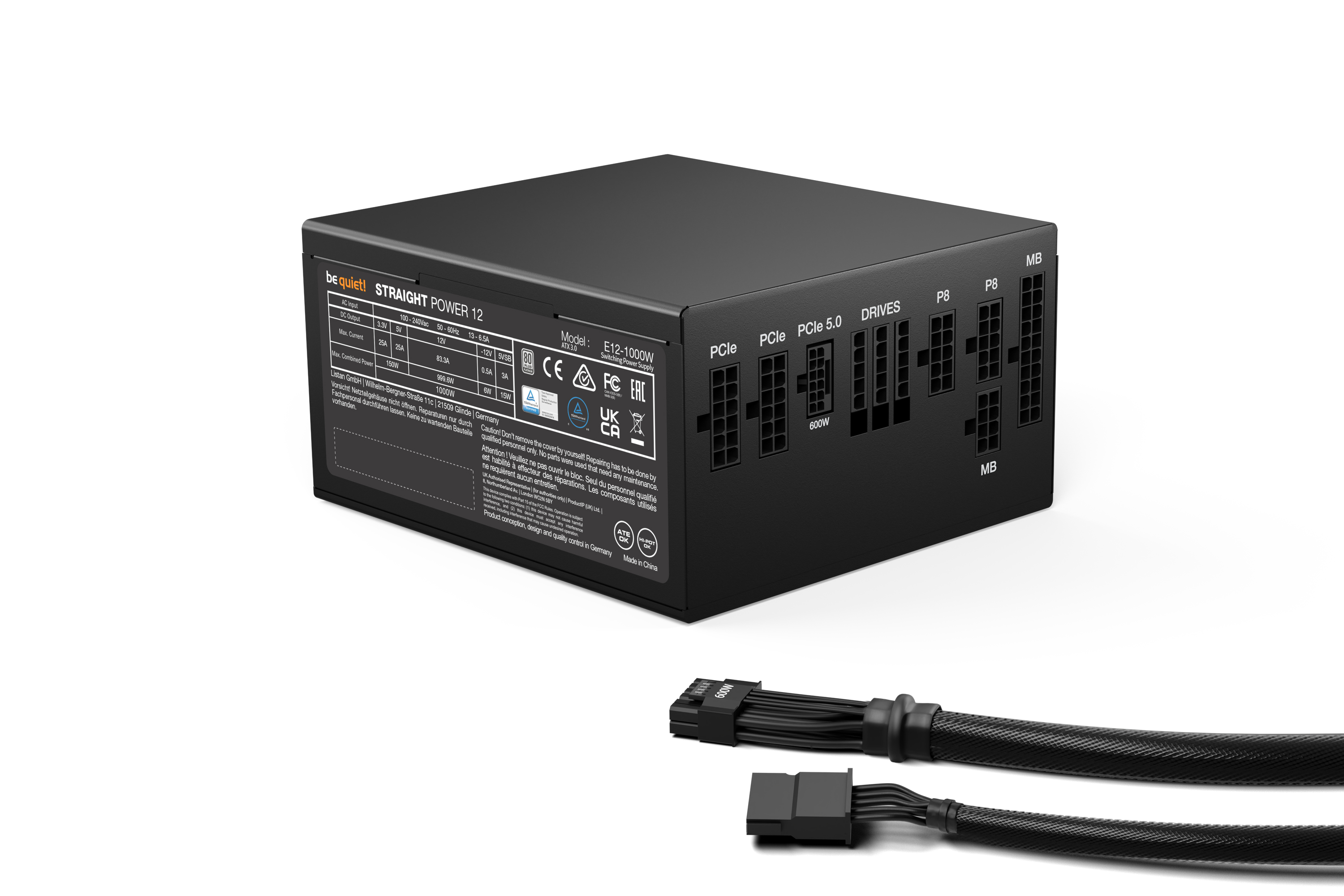 Be Quiet! Straight Power 12 | 1000W - 1000 W - 100 - 240 V - 1070 W - 50/60 Hz - 13/6.5 A - 150 W, Ansicht 4