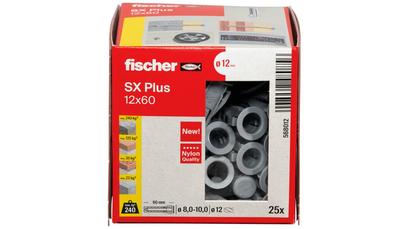 fischer 568012 - Spreizdübel - Autoklaven-Porenbeton - Mauerziegel - Beton... - Nylon - 1,2 cm - 60 mm - 1,2 cm, Ansicht 4