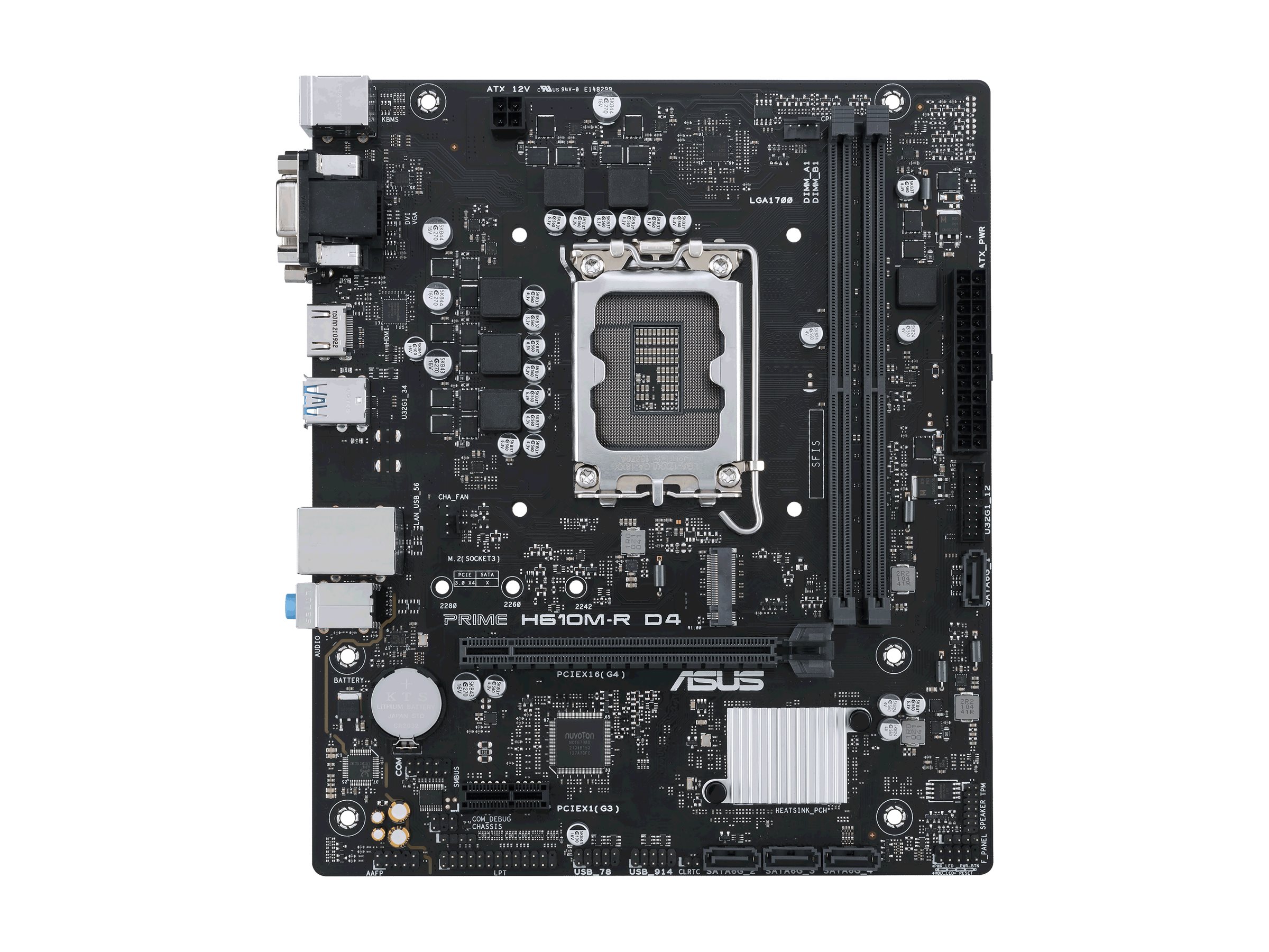 ASUS PRIME H610M-R D4 - Motherboard - micro ATX - LGA1700 Sockel - H610 Chipsatz - USB 3.2 Gen 1 - Gigabit LAN - Onboard-Grafik (CPU erforderlich)