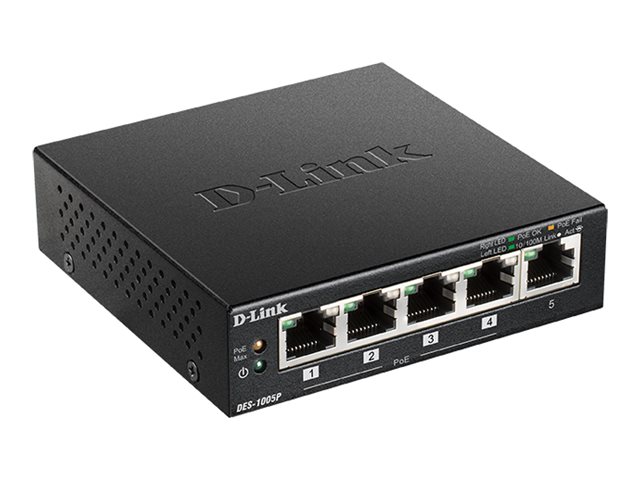 D-Link DES 1005P - Switch - unmanaged - 4 x 10/100 + 1 x 10/100 (PoE)