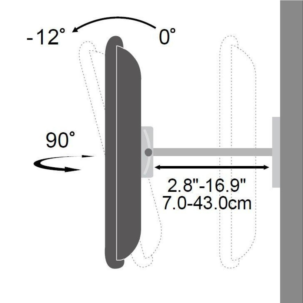 Techly MOTION LED400 - Befestigungskit (Wandmontage, Doppelarm) für Flachbildschirm - Schwarz, Ansicht 2