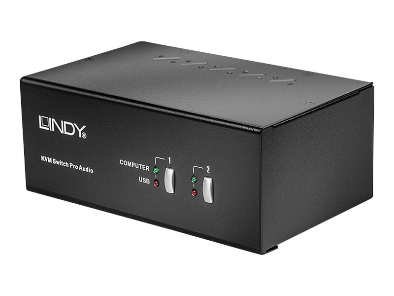 Lindy KVM Switch Pro 2 Port DVI Dual Head Audio USB 2.0