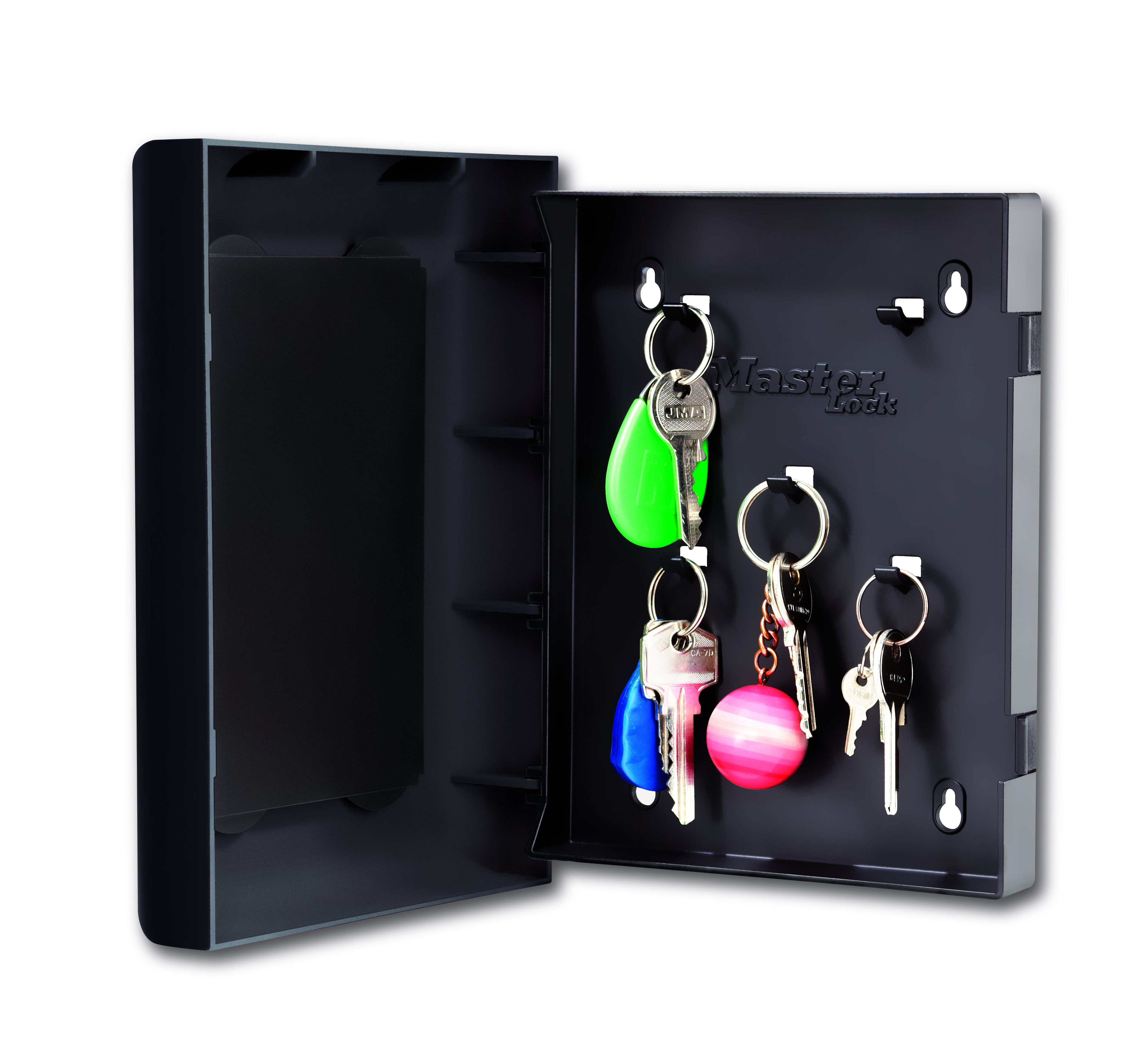 MasterLock Kleiner Schlüsselkasten für 5 Schlüssel - Acrylnitril-Butadien-Styrol (ABS) - Schwarz - 5 Haken - 0,87 l, Ansicht 2