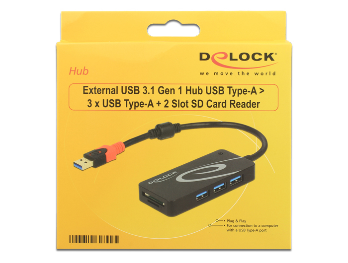 Delock Hub - 3 x USB 3.1 Gen 1 - Desktop, Ansicht 2