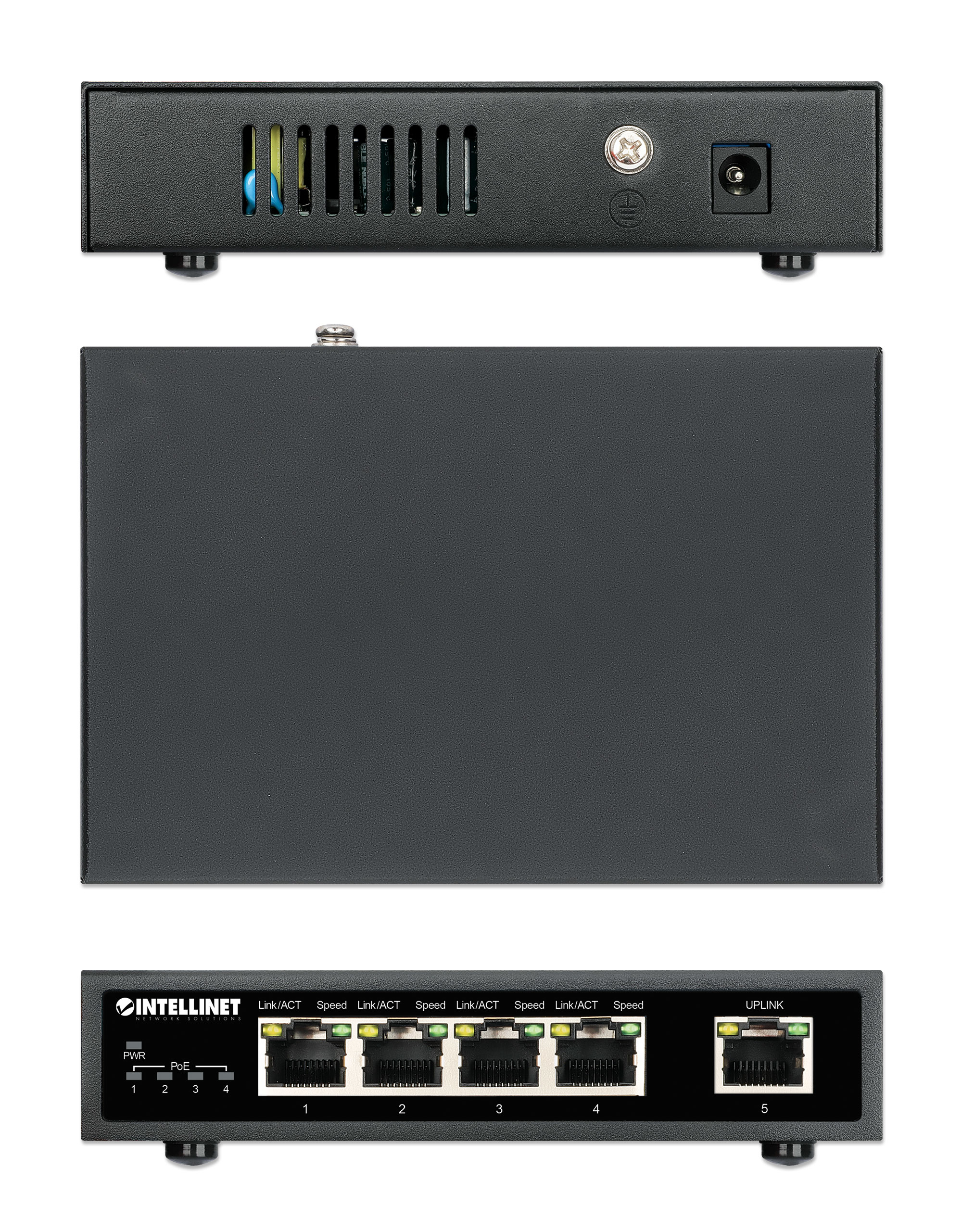 IC Intracom Intellinet - Switch - 4 x 10/100/1000 (PoE+) + 1 x 10/100/1000 (Uplink), Ansicht 2