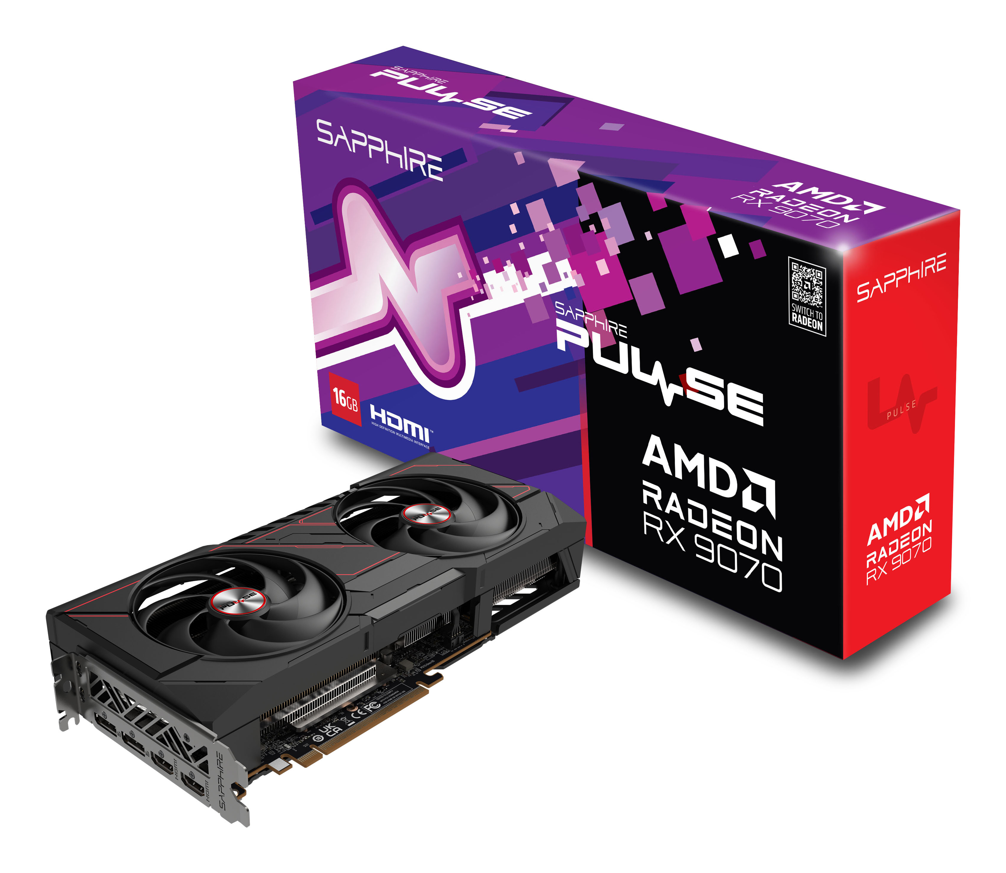 Sapphire Pulse Radeon RX 9070 AMD 16 GB GDDR6 - Grafikkarte - 16.384 MB, Ansicht 3