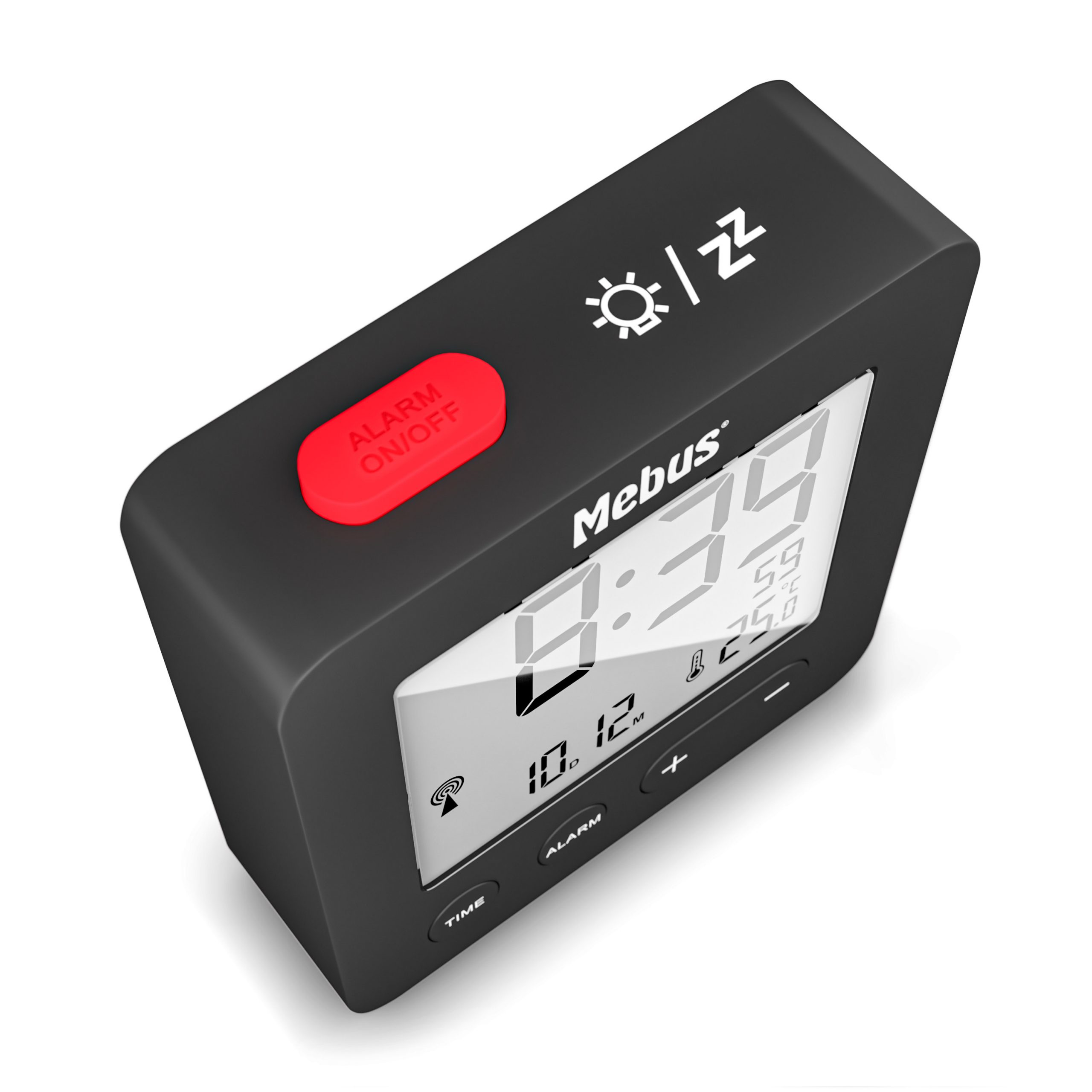 Mebus 25801 wekker - Digitaler Wecker - Sphäre - Schwarz - 12/24 h - F - °C - Weiß, Ansicht 3