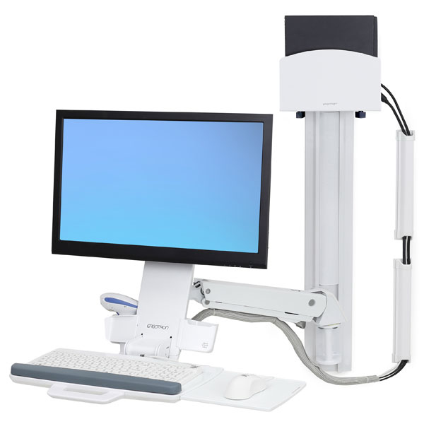 Ergotron Sit-Stand Combo System Mit CPU-Halter klein - Befestigungskit (Tastatur-Tablett, CPU Wandhalterung, Monitorarm), Ansicht 2
