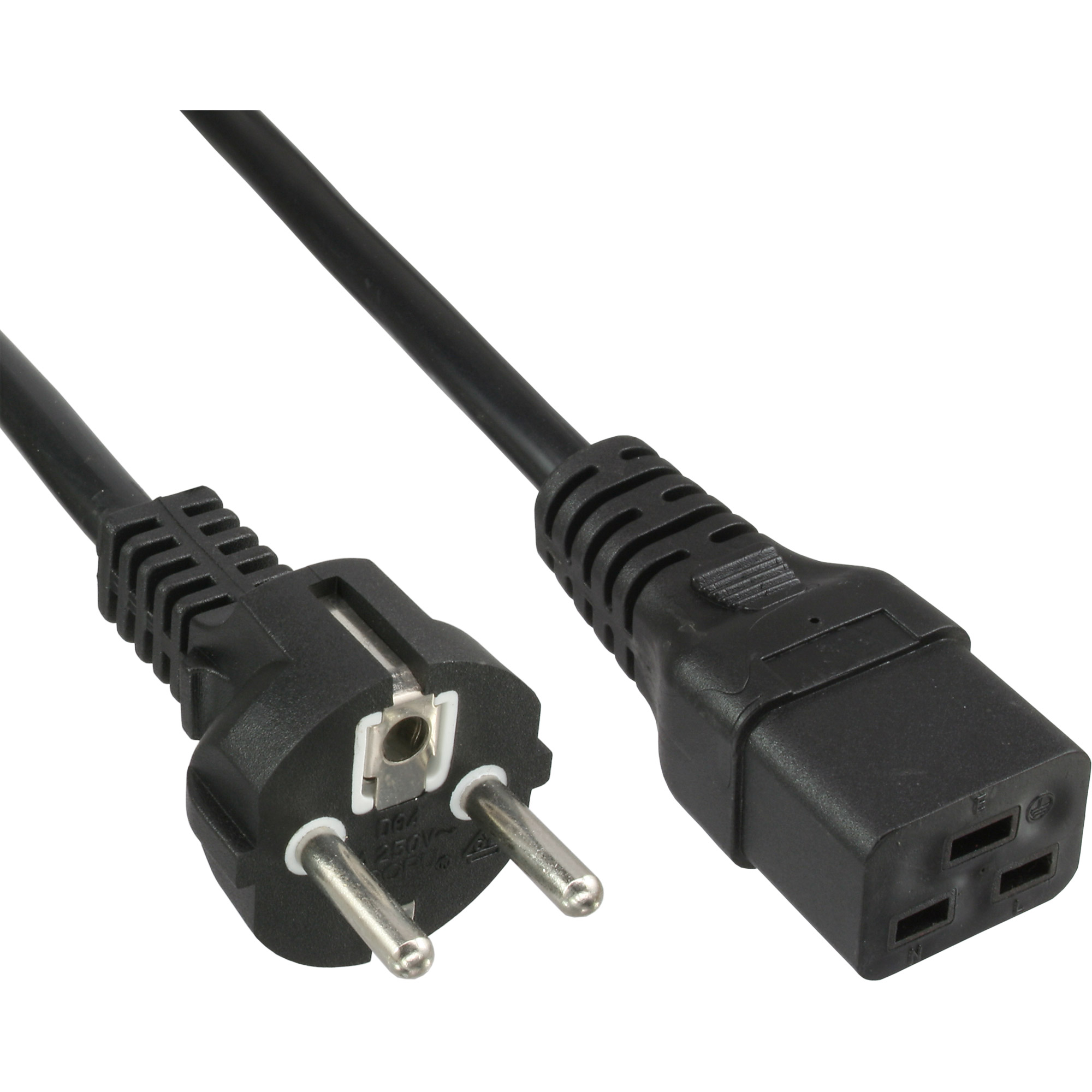 InLine Netzkabel 16A - Schutzkontakt gerade  Kaltgerätestecker IEC320C19 - 2m