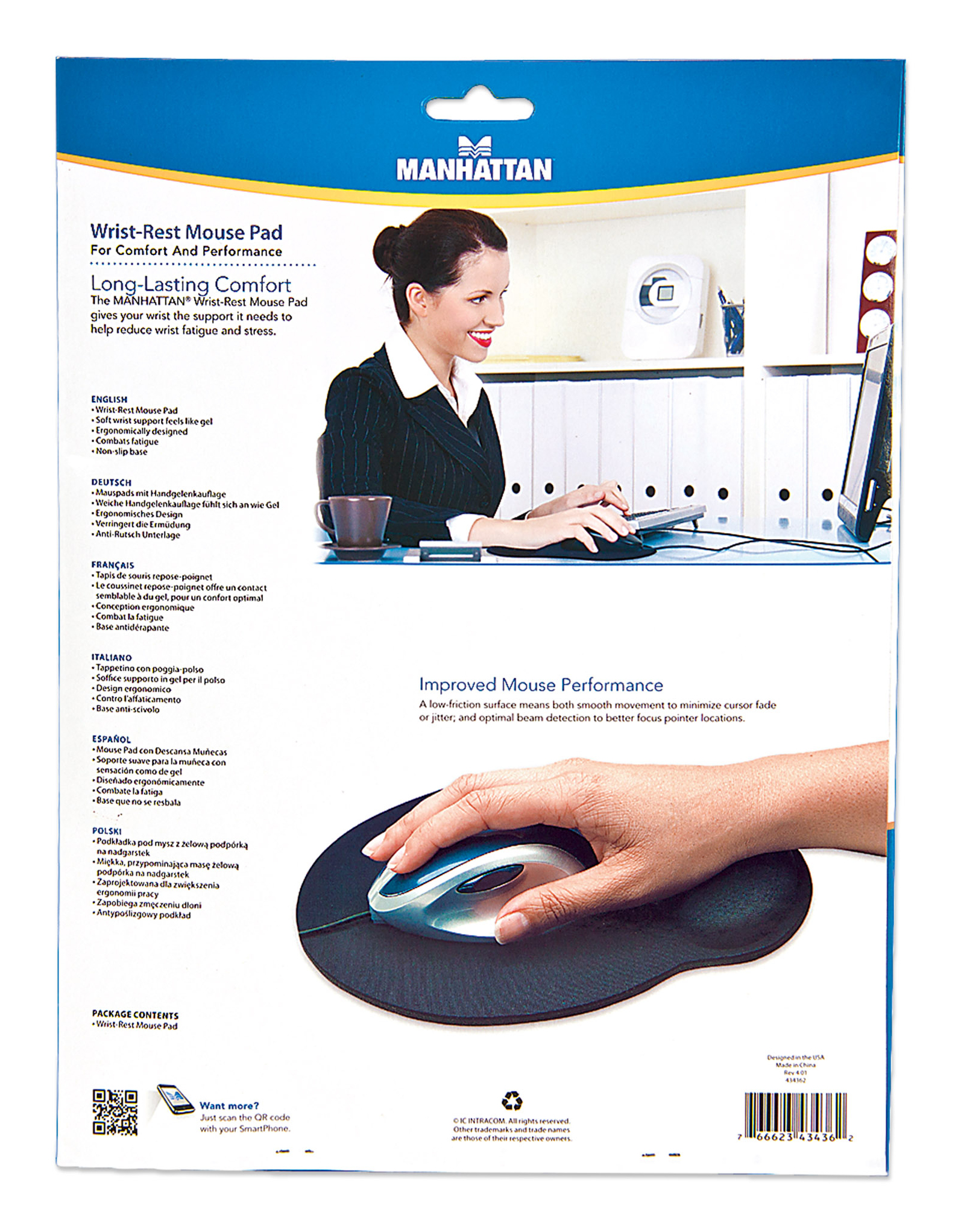 IC Intracom Manhattan Wrist Gel Support Pad and Mouse Mat, Black, non slip base, Lifetime Warranty, Ansicht 4