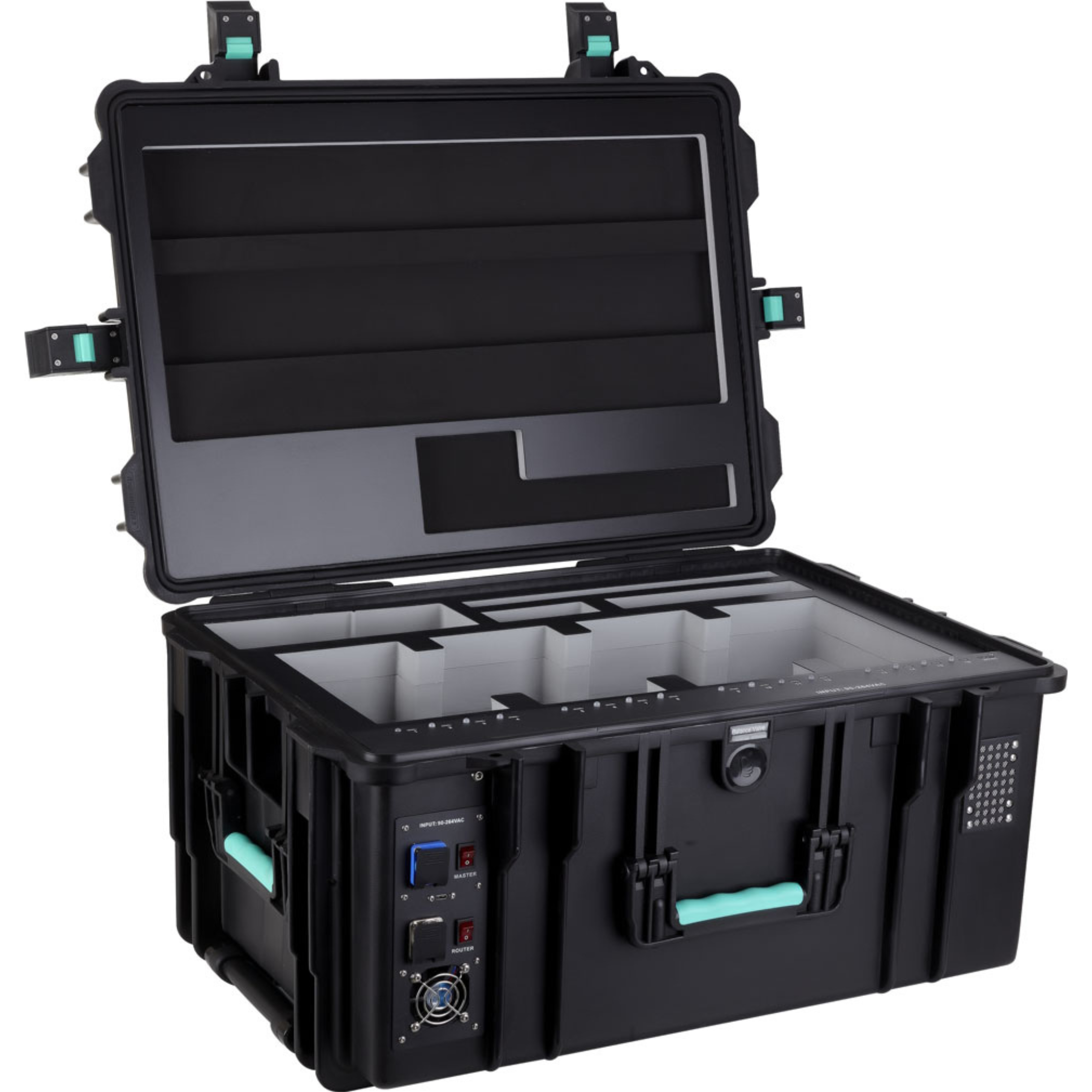DEQSTER KT16S 2. Generation - Tabletkoffer - iPadkoffer - USB-C - für 16 Tablets und Apple iPads, schwarz, robust, Ansicht 2