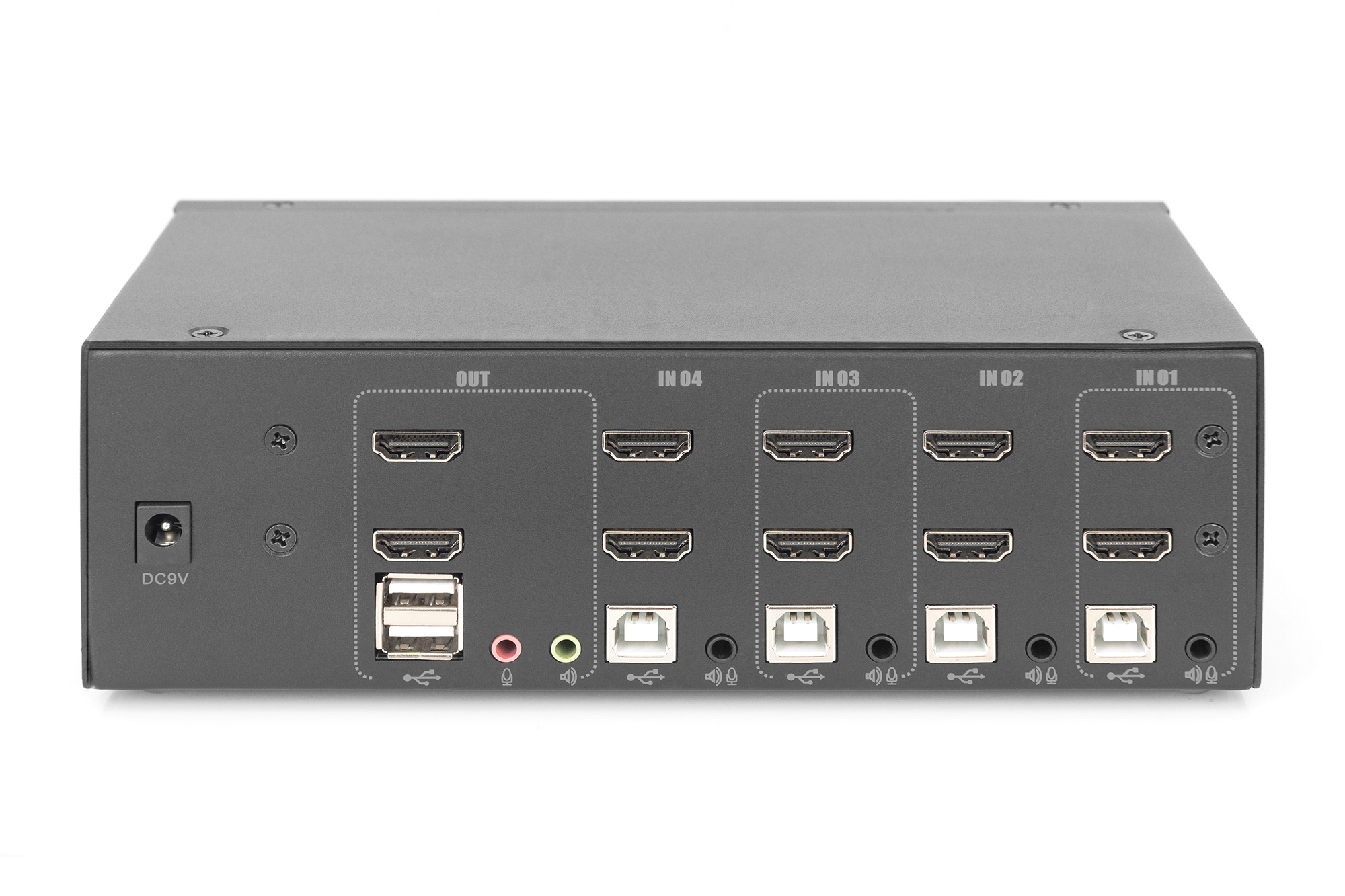 DIGITUS KVM-Switch - 4-Port - Dual-Display - 4K - HDMI® - 3840 x 2160 Pixel - 4K Ultra HD - Schwarz, Ansicht 2