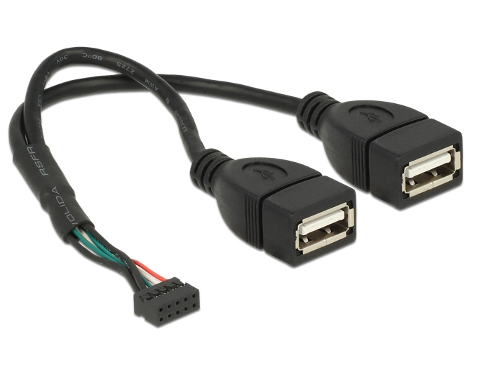 Delock 84933, 0,2 m, 2 x USB A, USB 2.0, 0,48 Gbit/s, Schwarz