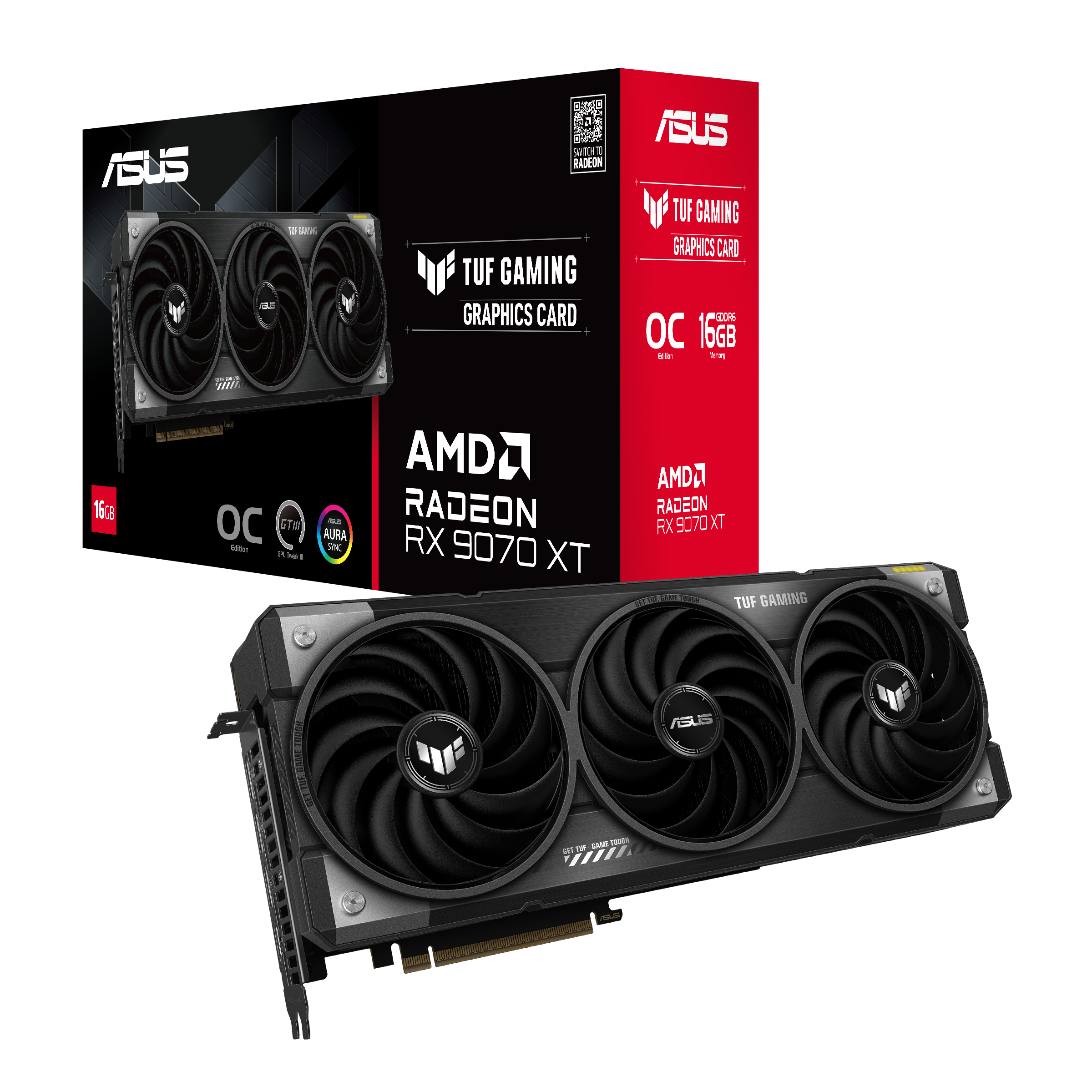ASUS Tuf Radeon RX 9070 XT Gaming oc Tuf-Rx9070Xt-O16G-Gaming DDR6 - Grafikkarte - PCI-Express, Ansicht 3