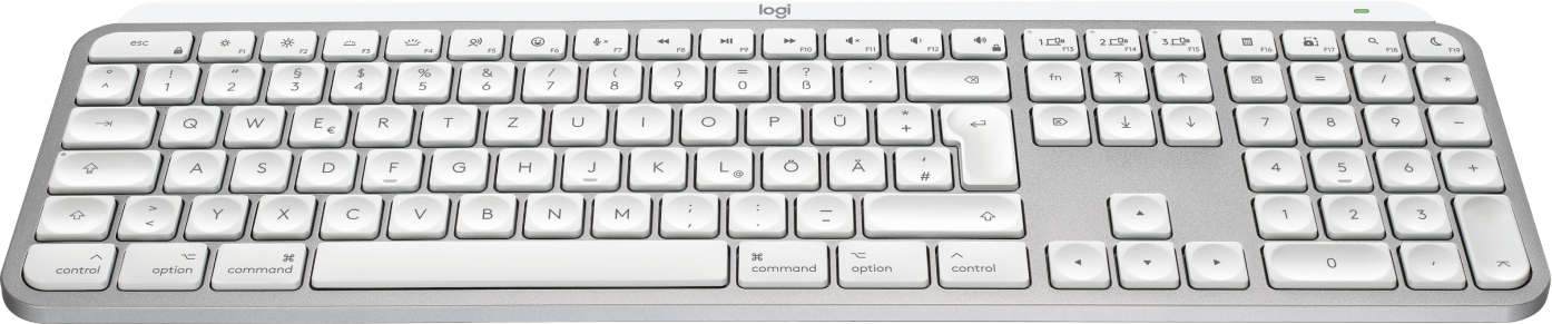 Logitech Master Series MX Keys S for Mac - Tastatur - hinterleuchtet - kabellos - Hellgrau - TL: Deutsch, QWERTZ, Ansicht 4