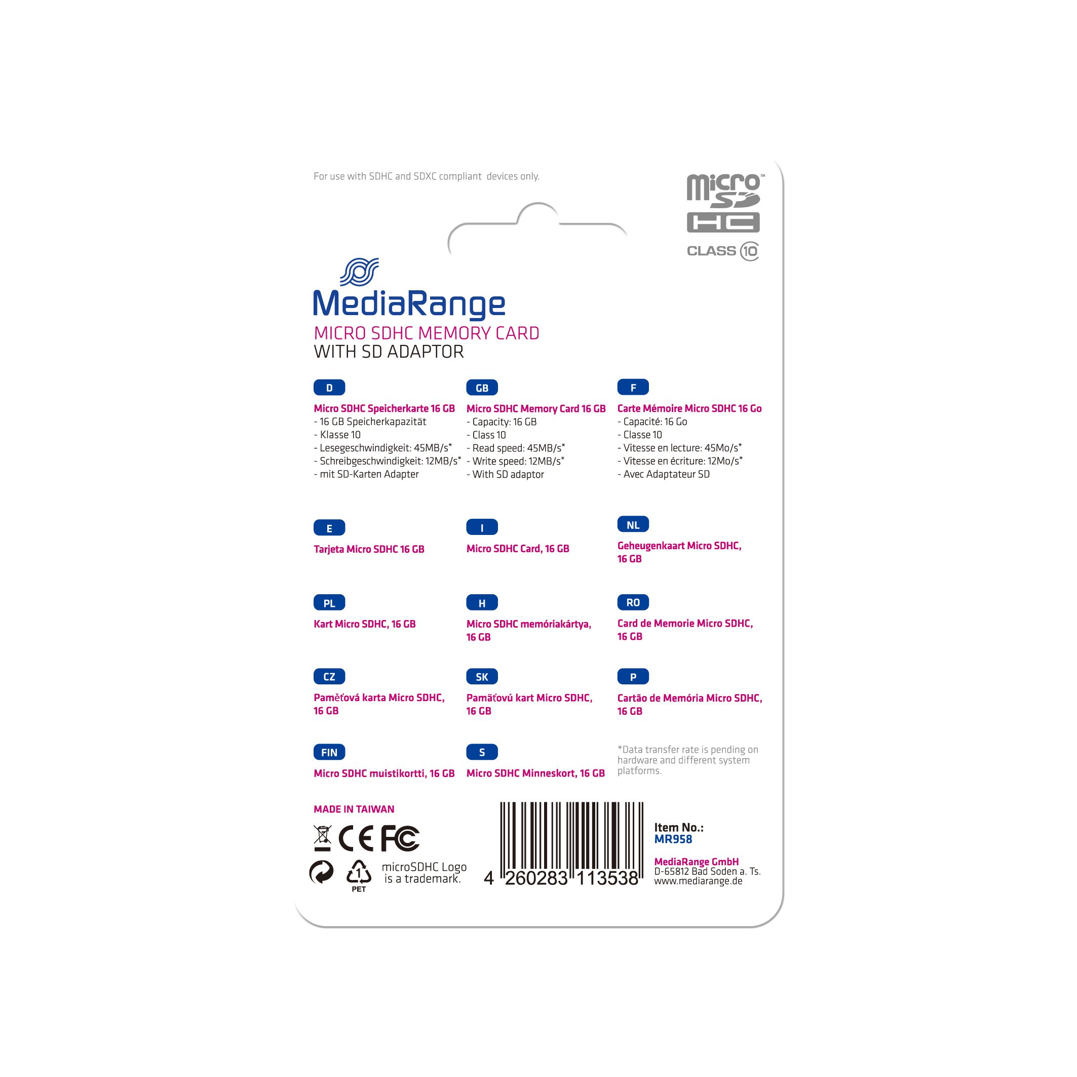 MEDIARANGE Flash-Speicherkarte (microSDHC/SD-Adapter inbegriffen), Ansicht 3
