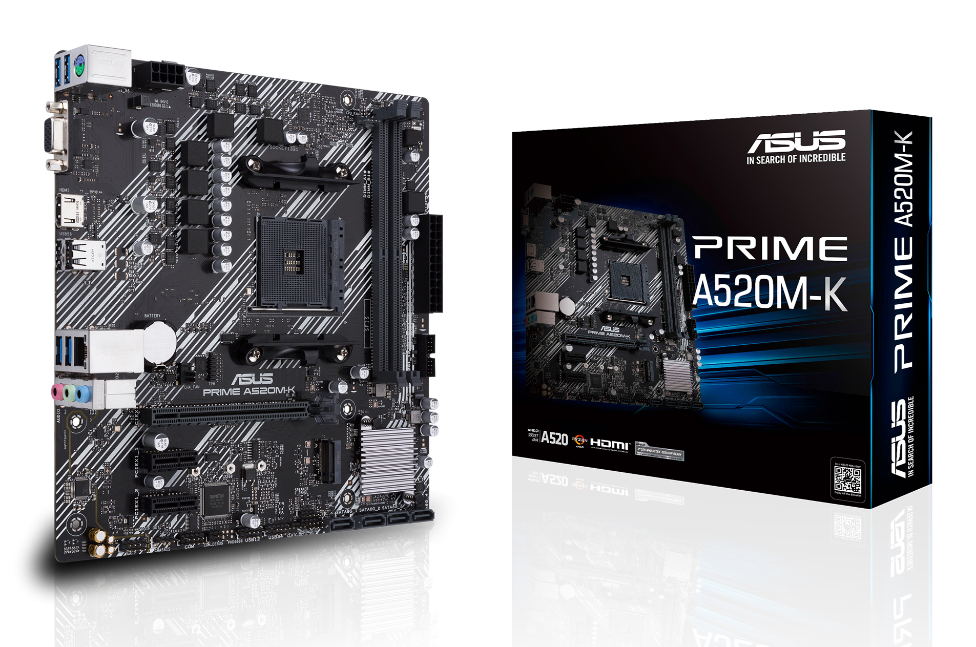 ASUS PRIME A520M-K - Motherboard - micro ATX - Socket AM4 - AMD A520 Chipsatz - USB 3.2 Gen 1 - Gigabit LAN, Ansicht 2
