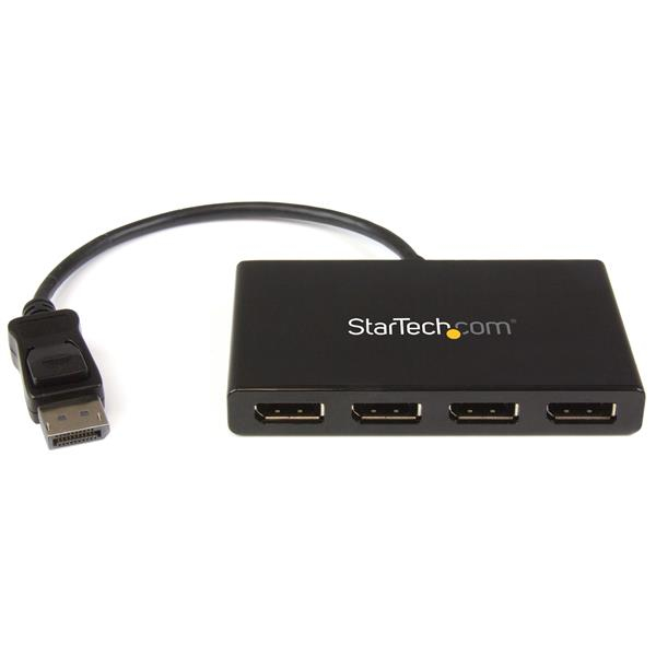 StarTech.com 4-Port Multi-Monitor DisplayPort Adapter, DP auf 4x DisplayPort 1.2 Splitter, Vierfach 1080p 60Hz Computer MST Hub, nur Windows, Treibelos, DisplayPort, 4x DisplayPort, 3840 x 2160 Pixel, Schwarz, Kunststoff, 30 Hz