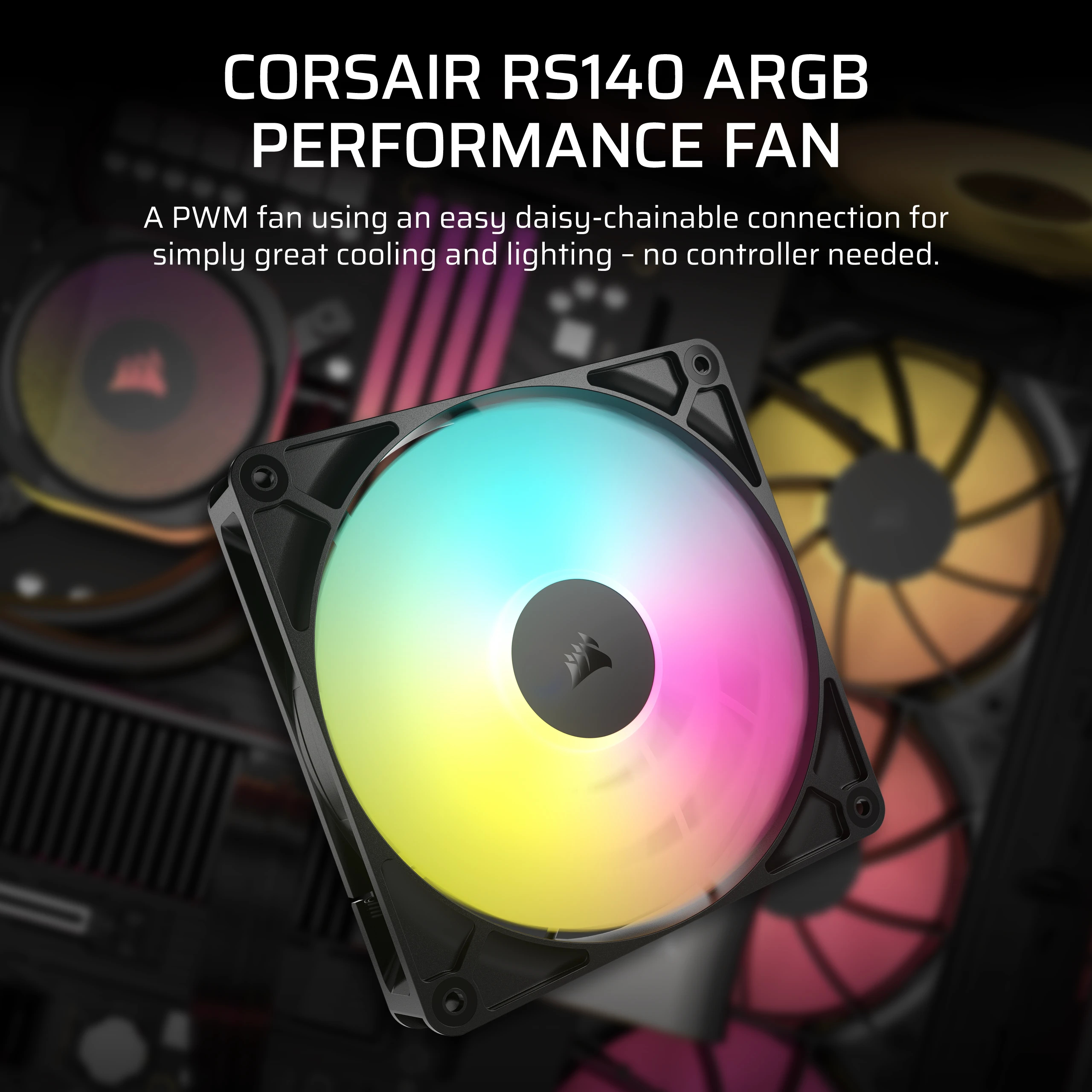 Corsair Lüfter 140*140*25 RS140 ARGB PWM Dual Pack, Ansicht 4