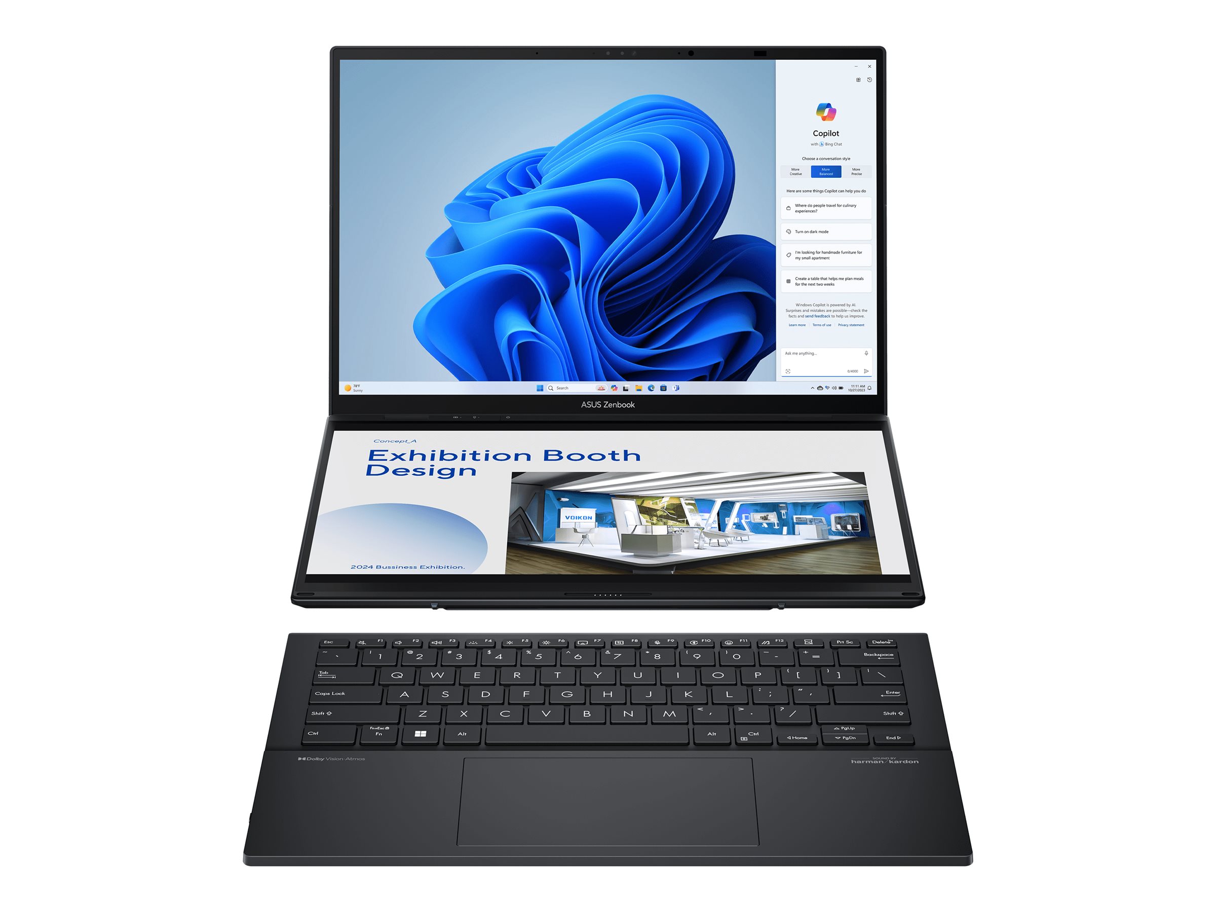 ASUS Zenbook Duo OLED UX8406MA-PZ058X - Mit abnehmbarer Tastatur - Intel Core Ultra 9 185H  2.3 GHz - Evo - Win 11 Pro - Intel Arc Graphics - 32 GB RAM - 2 TB SSD NVMe - 35.6 cm (14)