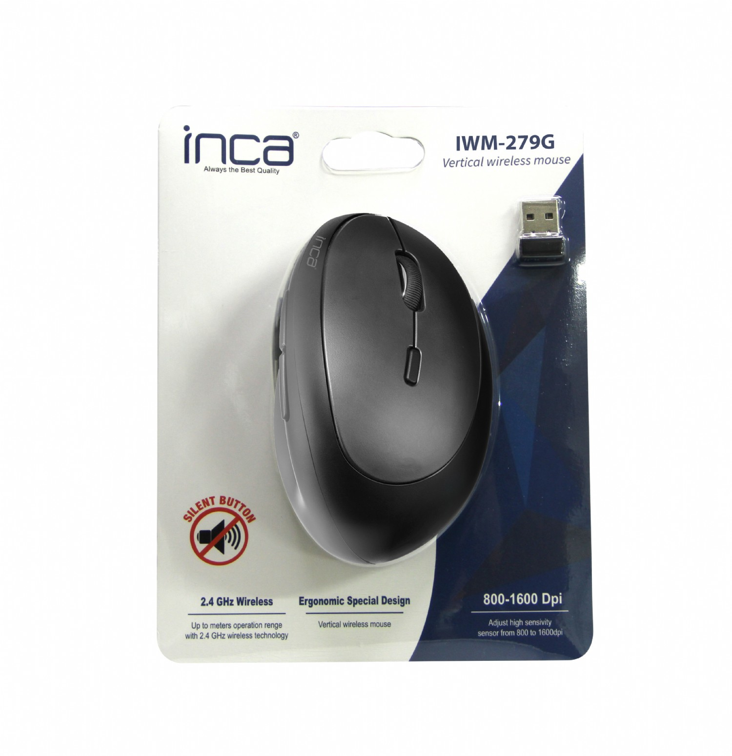 INCA Maus IWM-279G Vertical Wireless GRAU retail - Maus - 1.600 dpi, Ansicht 2