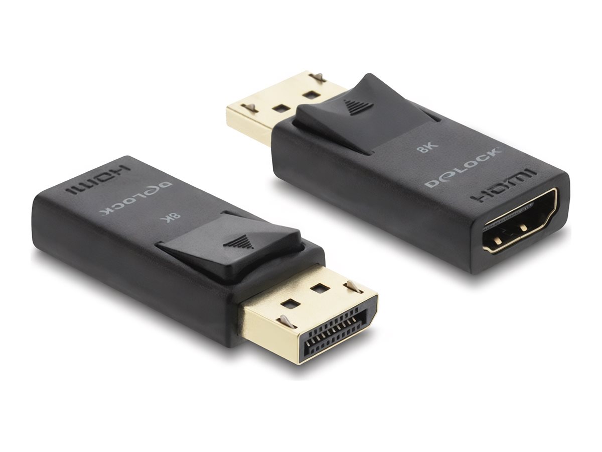 Delock Videoadapter - DisplayPort männlich zu HDMI weiblich - Schwarz - aktiv, HDR10-Unterstützung, 1080p-Unterstützung, 4K144Hz (3840 x 2160)