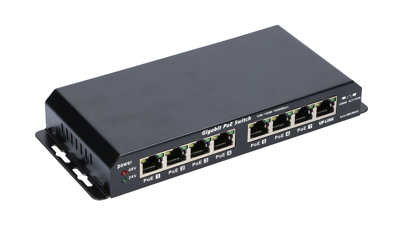 Extralink KRATOS| PoE-Schalter| 7x PoE 1x Uplink RJ45 Stromversorgung 24V 2.5A - Switch - 1 - Switch - 1 Gbps, Ansicht 2