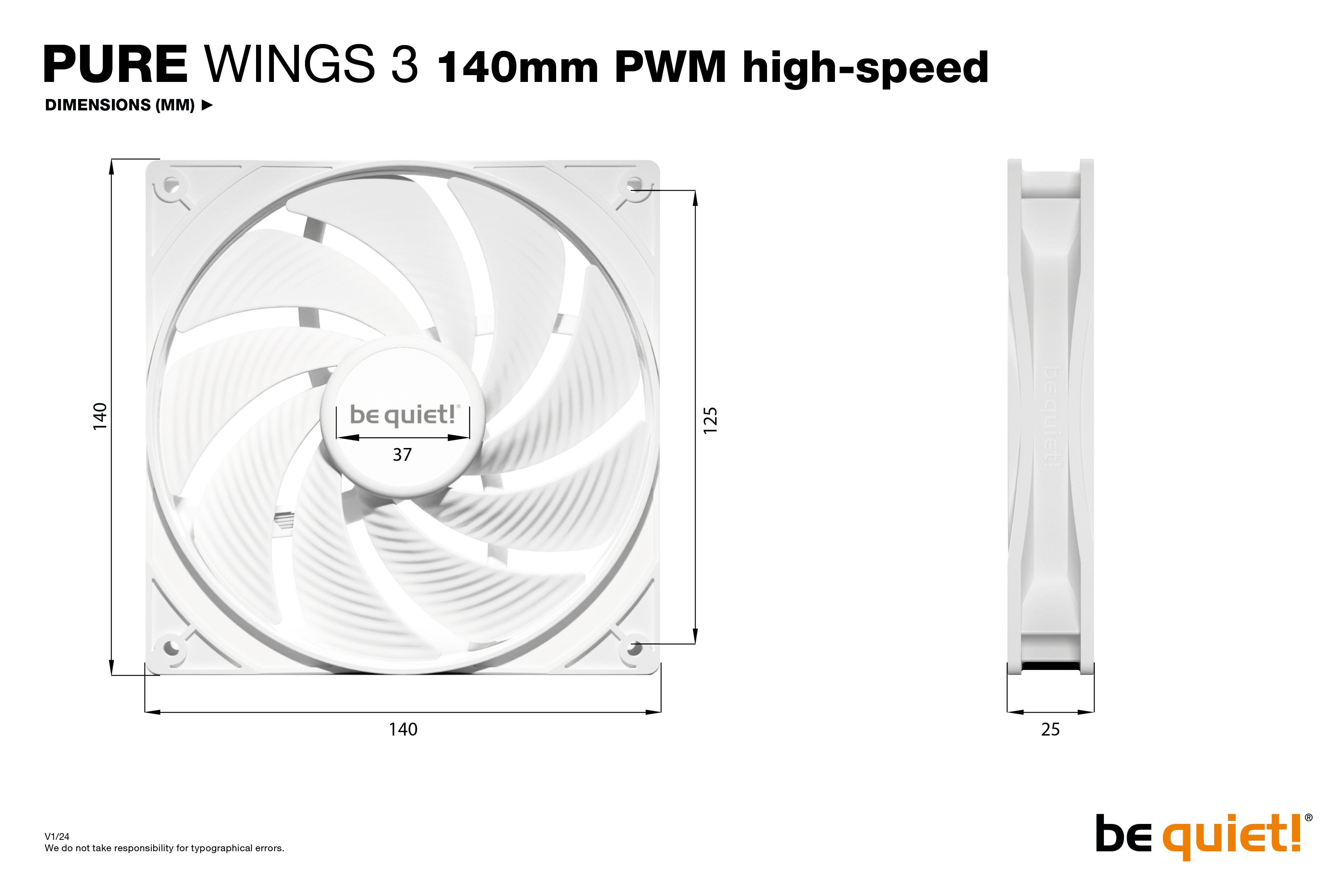 Revoltec be quiet! Pure Wings 3 - Gehäuselüfter - PWM High-Speed, Ansicht 2