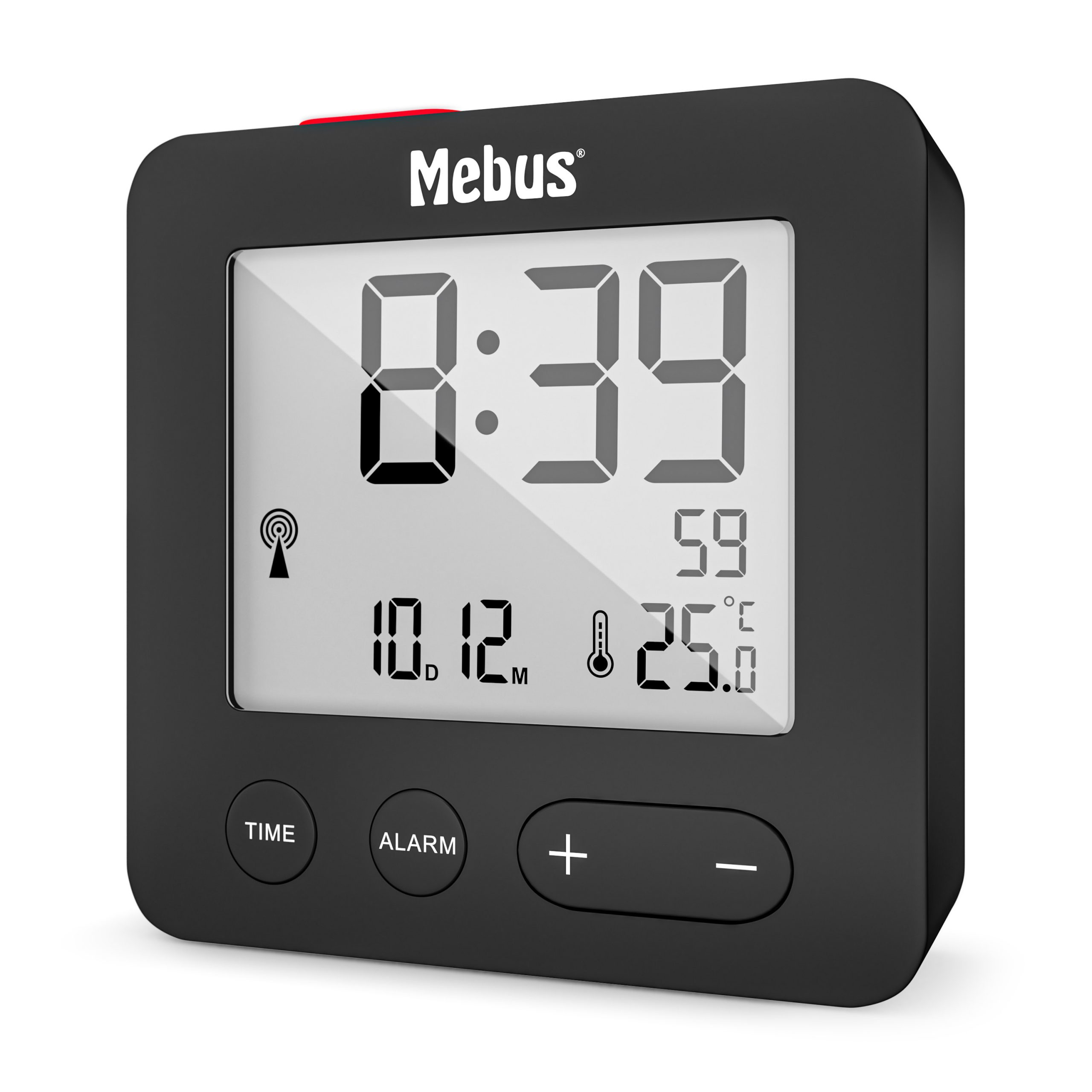 Mebus 25801 wekker - Digitaler Wecker - Sphäre - Schwarz - 12/24 h - F - °C - Weiß, Ansicht 4