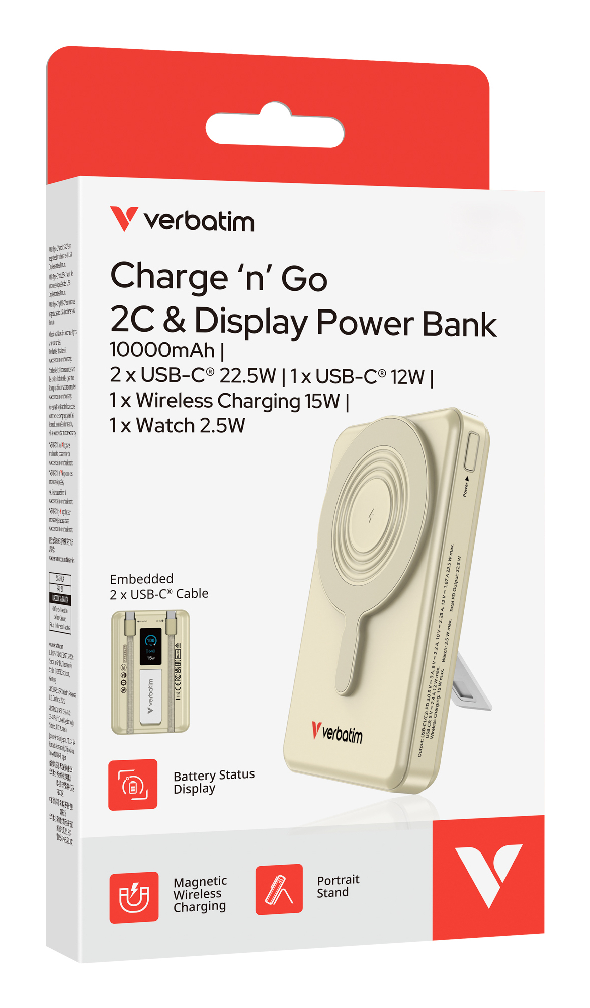 Verbatim Charge´n´Go Power Bank 2C & Display gold - 10.000 mAh, Ansicht 3