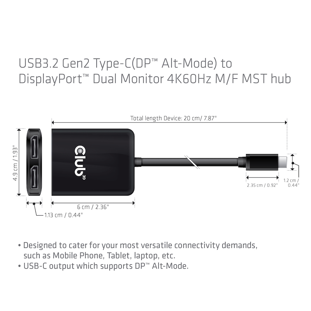 Club 3D Videoadapter - 24 pin USB-C männlich zu DisplayPort weiblich, Ansicht 4