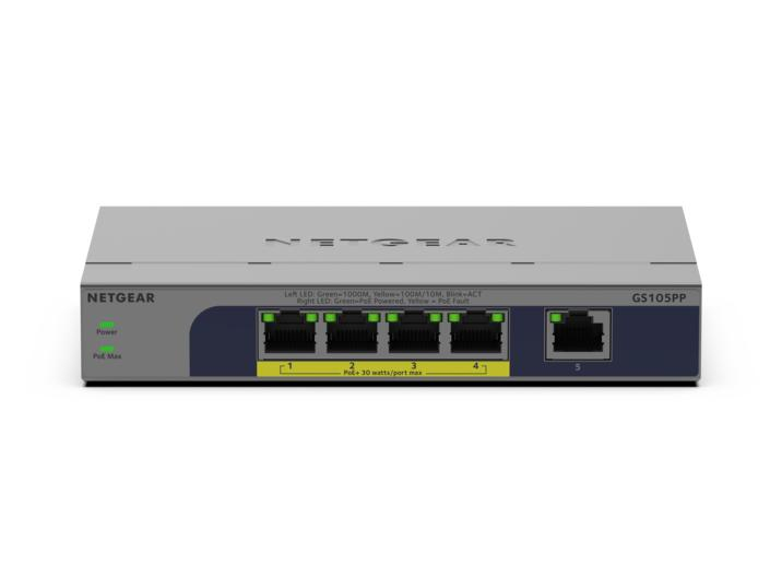 Netgear GS105PP - Switch - unmanaged - 1 x 10/100/1000 + 4 x 10/100/1000 (PoE+), Ansicht 3