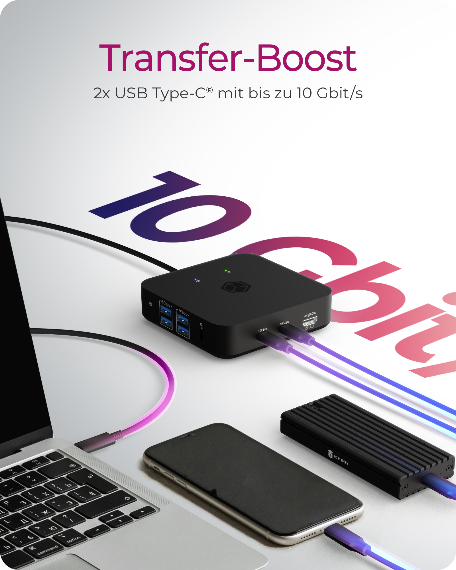 ICY BOX NB Acc Docking DK4090-C 12in1 USB-C, Ansicht 3