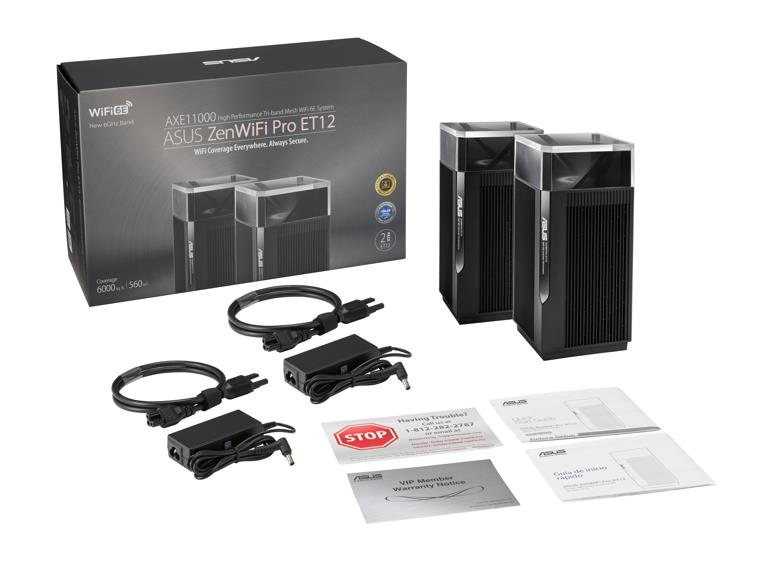 ASUS ZenWiFi Pro ET12 - WLAN-System (2 Router) - bis zu 557 m² - Netz - GigE, 2.5 GigE, 802.11ax (Wi-Fi 6E), Ansicht 2