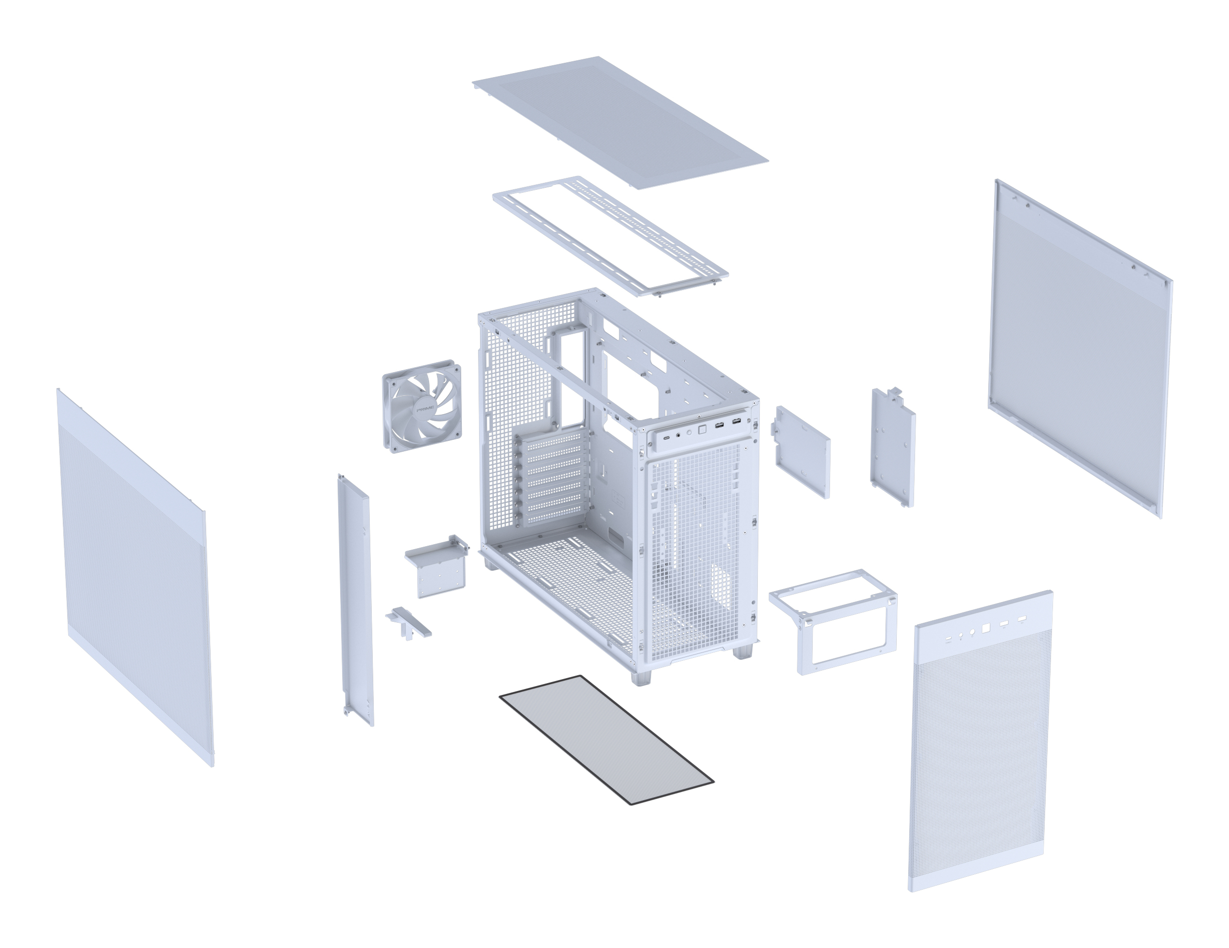 ASUS Prime Ap303 Mesh White - Midi/Minitower - ATX, Ansicht 3