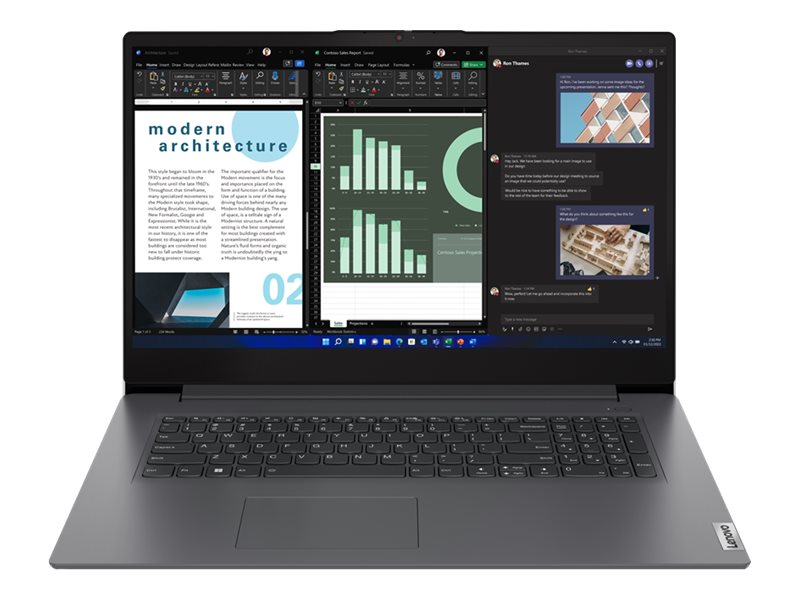 Lenovo V17 G4 IRU 83A2 - 180°-Scharnierdesign - Intel Core i3 i3-1315U  1.2 GHz - kein Betriebssystem - UHD Graphics - 8 GB RAM - 256 GB SSD NVMe - 43.9 cm (17.3)