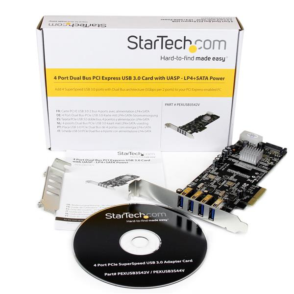 StarTech.com 4-Port USB 3.0 PCI Express Card Adapter - PCIe SuperSpeed USB 3.0 Expansion Card w/ 2 Dedicated 5Gbps, Ansicht 2