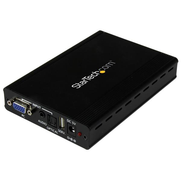 StarTech.com VGA auf HDMI Skalierer - 1920x1200, Scaler-Videokonverter, Schwarz, Stahl, CE, FCC, RoHS, 1920 x 1200 Pixel, 1080p, 720p