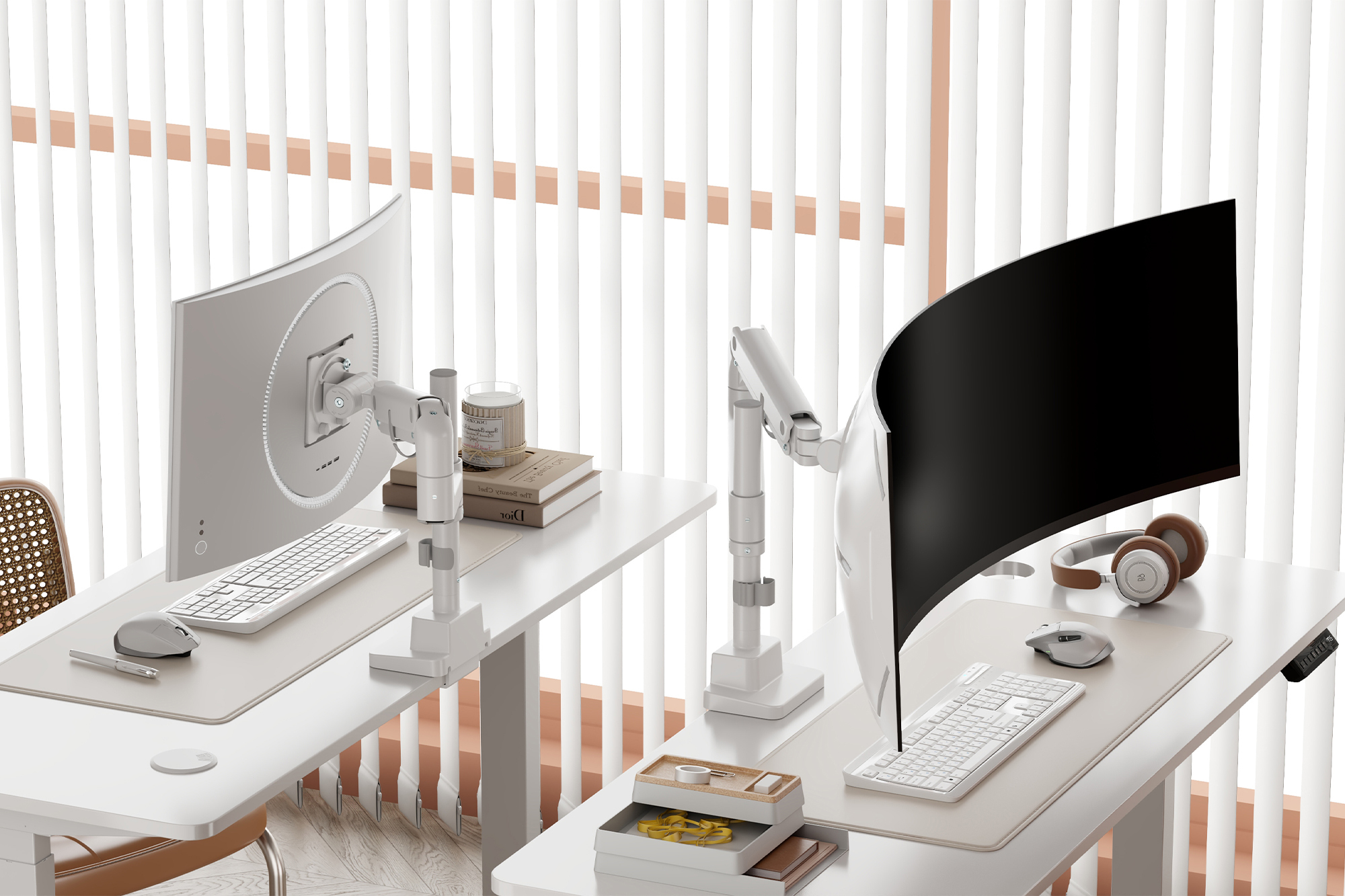 DIGITUS Single Monitorhalterung, 57, 27 kg - Weiß, Ansicht 2
