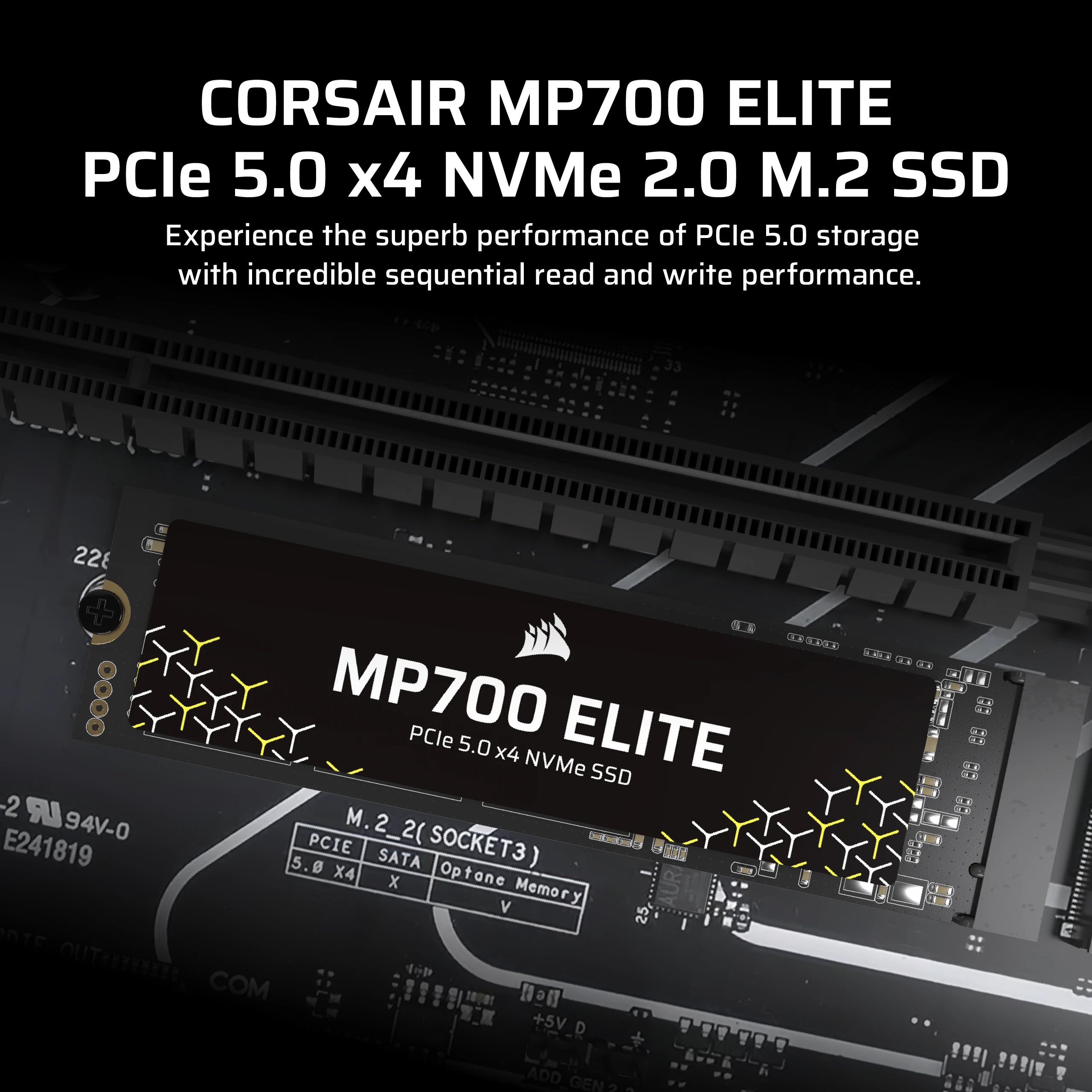 Corsair MP700 ELITE - SSD - 2 TB - intern - M.2 2280 - PCI Express 5.0 x4 (NVMe), Ansicht 3