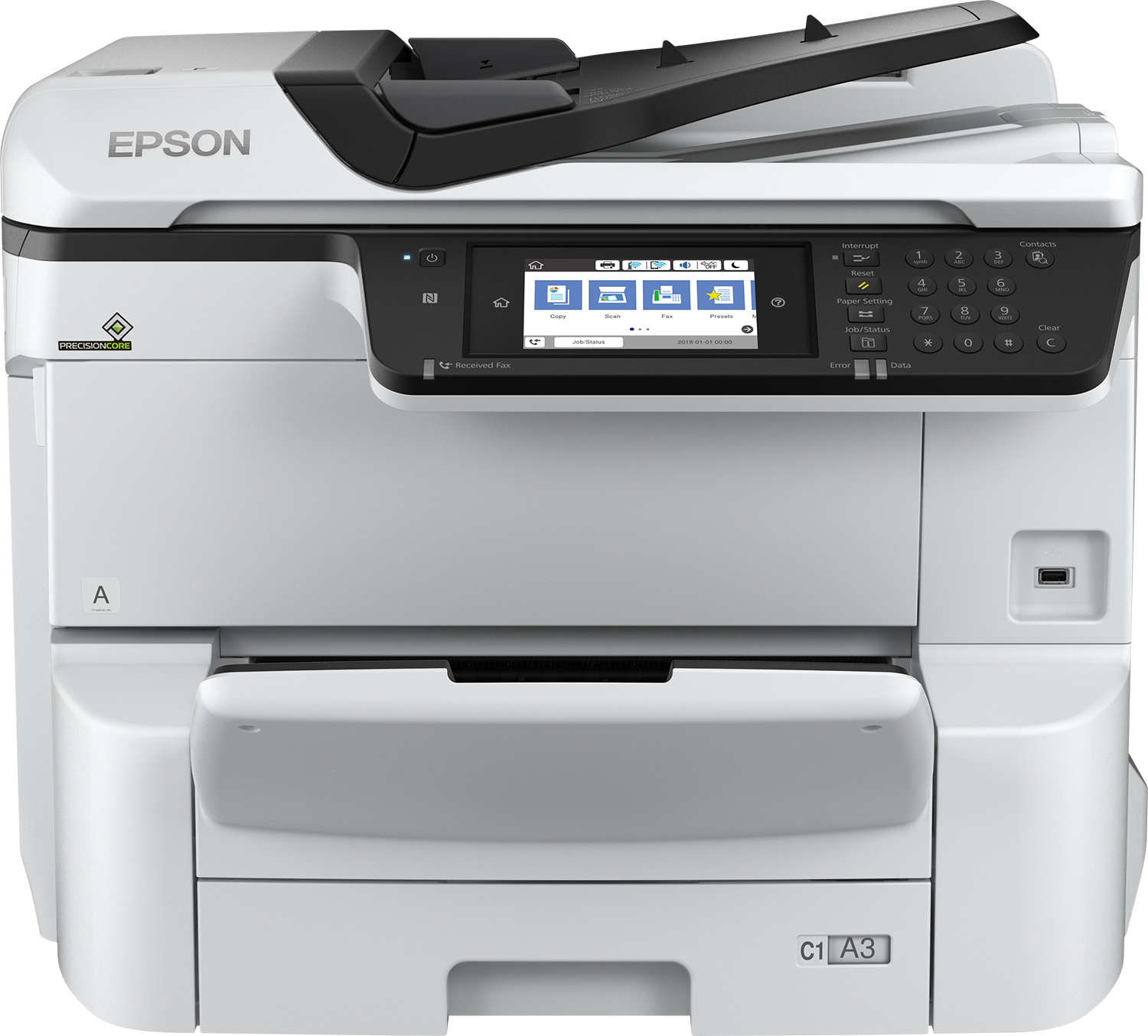 Epson WorkForce Pro WF-C8690DWF, Tintenstrahl, Farbdruck, 4800 x 1200 DPI, A3, Direktdruck, Schwarz, Grau