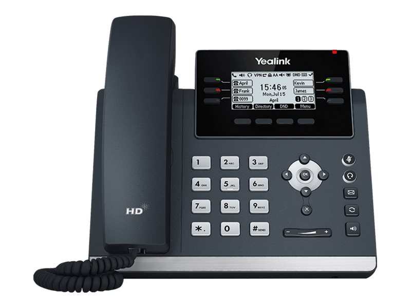Yealink SIP-T42U - VoIP-Telefon mit Rufnummernanzeige - fünfwegig Anruffunktion - SIP, SIP v2, SRTP - 12 Leitungen - Classic Gray