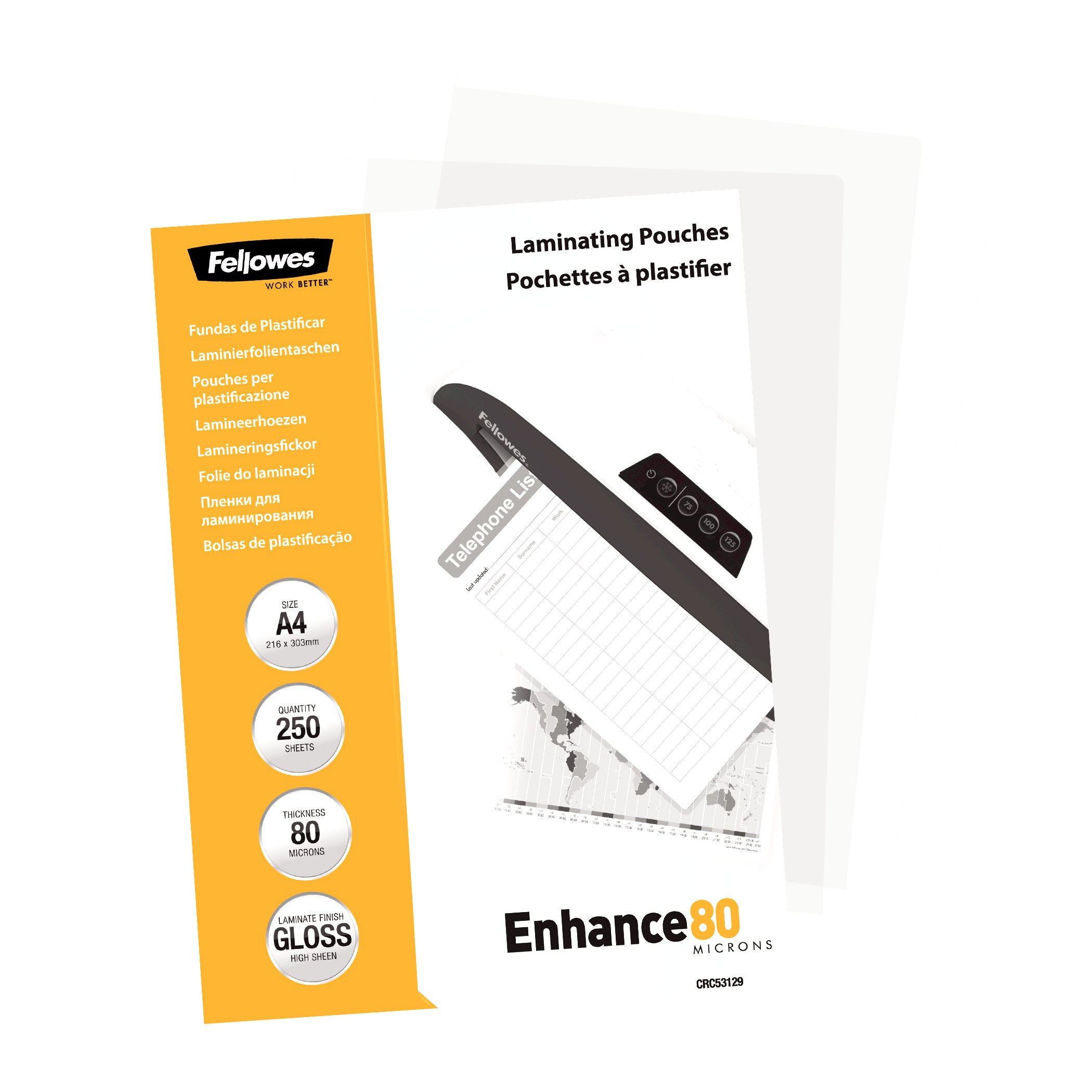 Fellowes Laminating Pouches - 80 Mikron - 250er-Pack, Ansicht 3