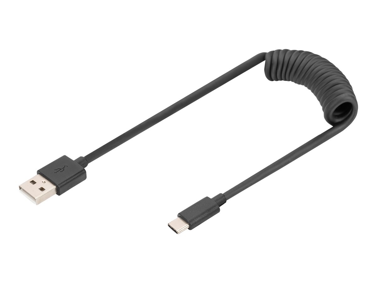 DIGITUS USB-A - USB-C Spiralkabel, 1m