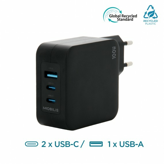 Mobilis Charger 100W 2USB C 1USBA GaN cable 100W, Ansicht 2