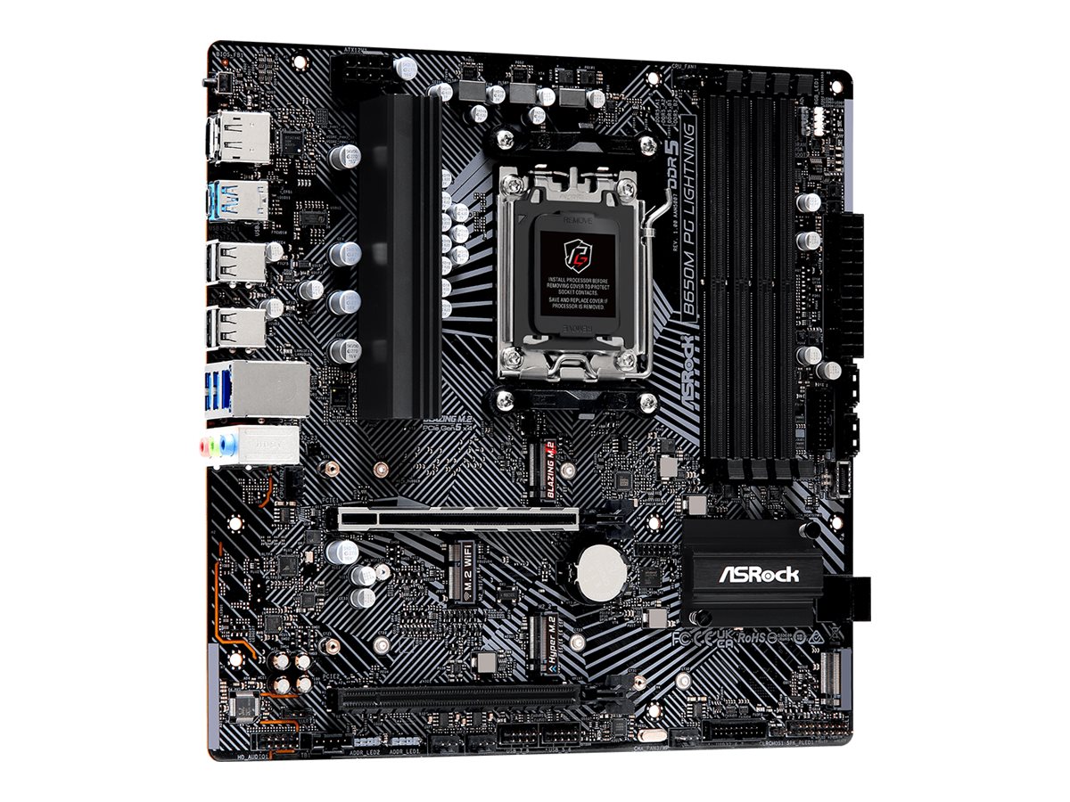 ASRock B650M PG Lightning - Motherboard - micro ATX - Socket AM5 - AMD B650 Chipsatz - USB-C 3.2 Gen2 USB 3.2 Gen 2 USB 3.2 Gen 1 USB-C 3.2 Gen 1 - 2.5 Gigabit LAN - Onboard-Grafik (CPU erforderlich)