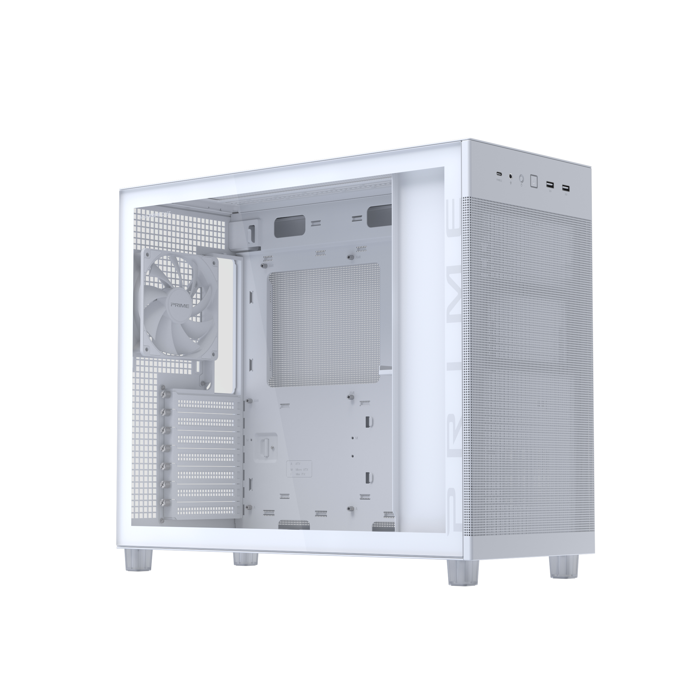 ASUS Prime Ap303 Tg White - Midi/Minitower - ATX, Ansicht 3