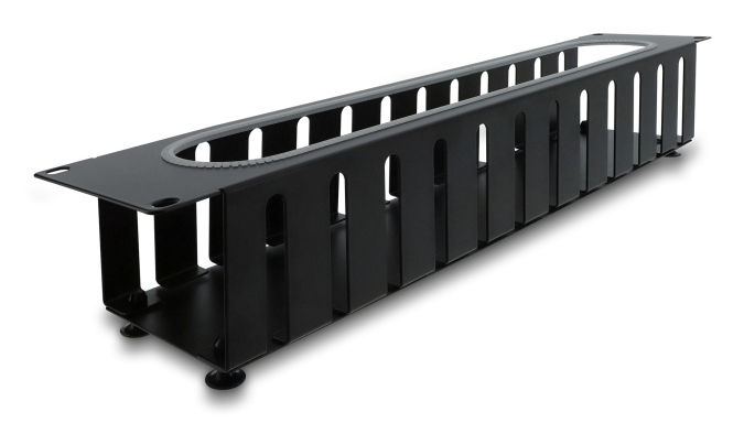 Delock Verlegetafel für Rack-Kabelmanagement - with opening and edge protection - Schwarz, RAL 9005 - 2U - 48.3 cm (19), Ansicht 3