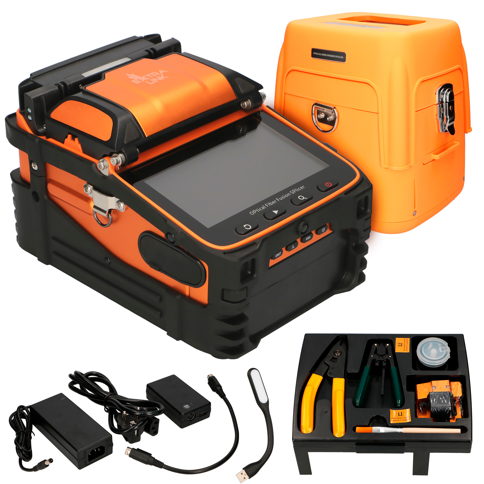 Extralink Fusionsspleißer AI-9 7800mAh Akku - LED-Lampe - LCD 5,1". - 12,9 cm (5.1") - LCD - Aluminium - Orange, Ansicht 2
